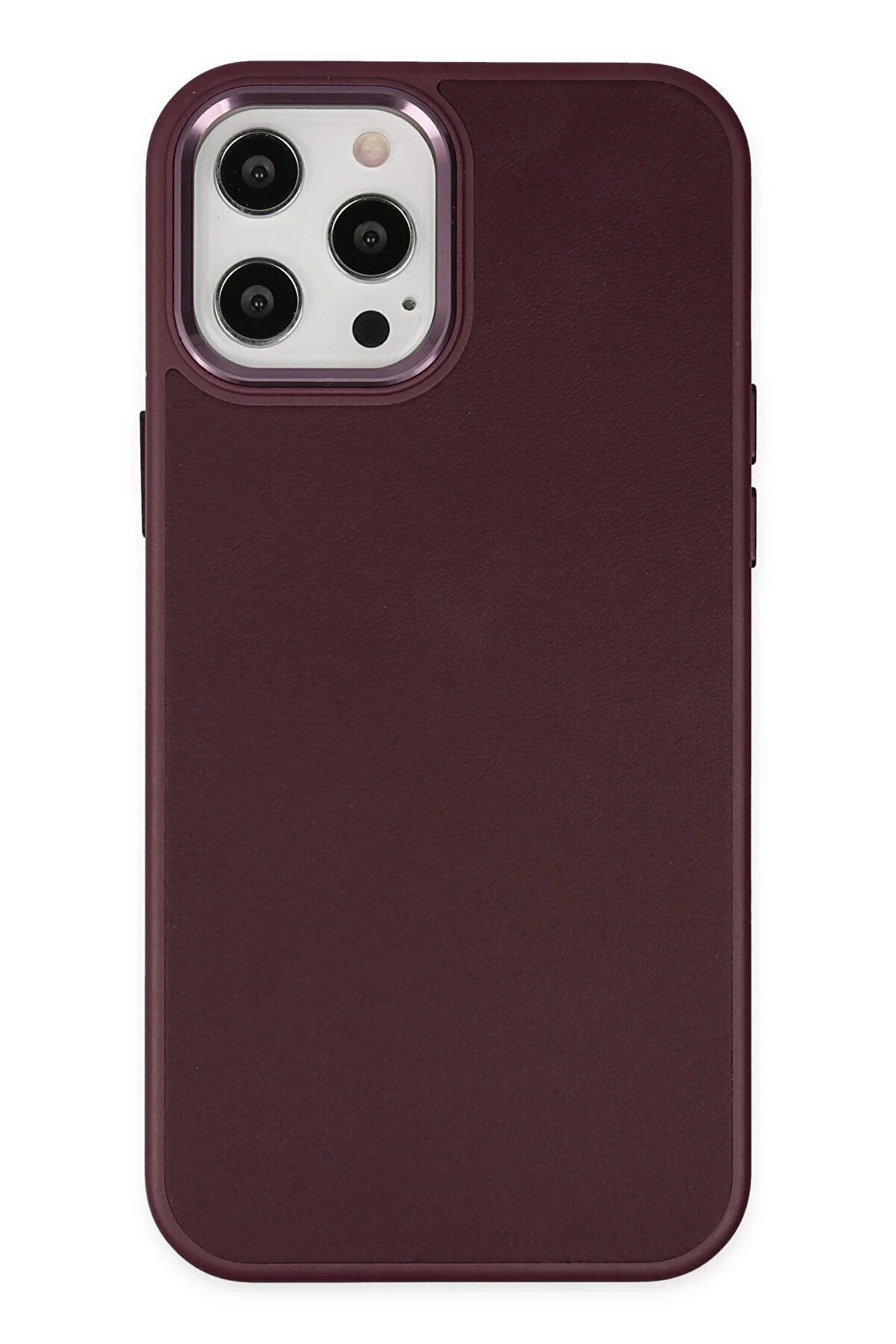 CepteToptan iPhone 12 Pro Max Kılıf Asya Deri Silikon - M&uuml;rd&uuml;m - DROPX2891-4547