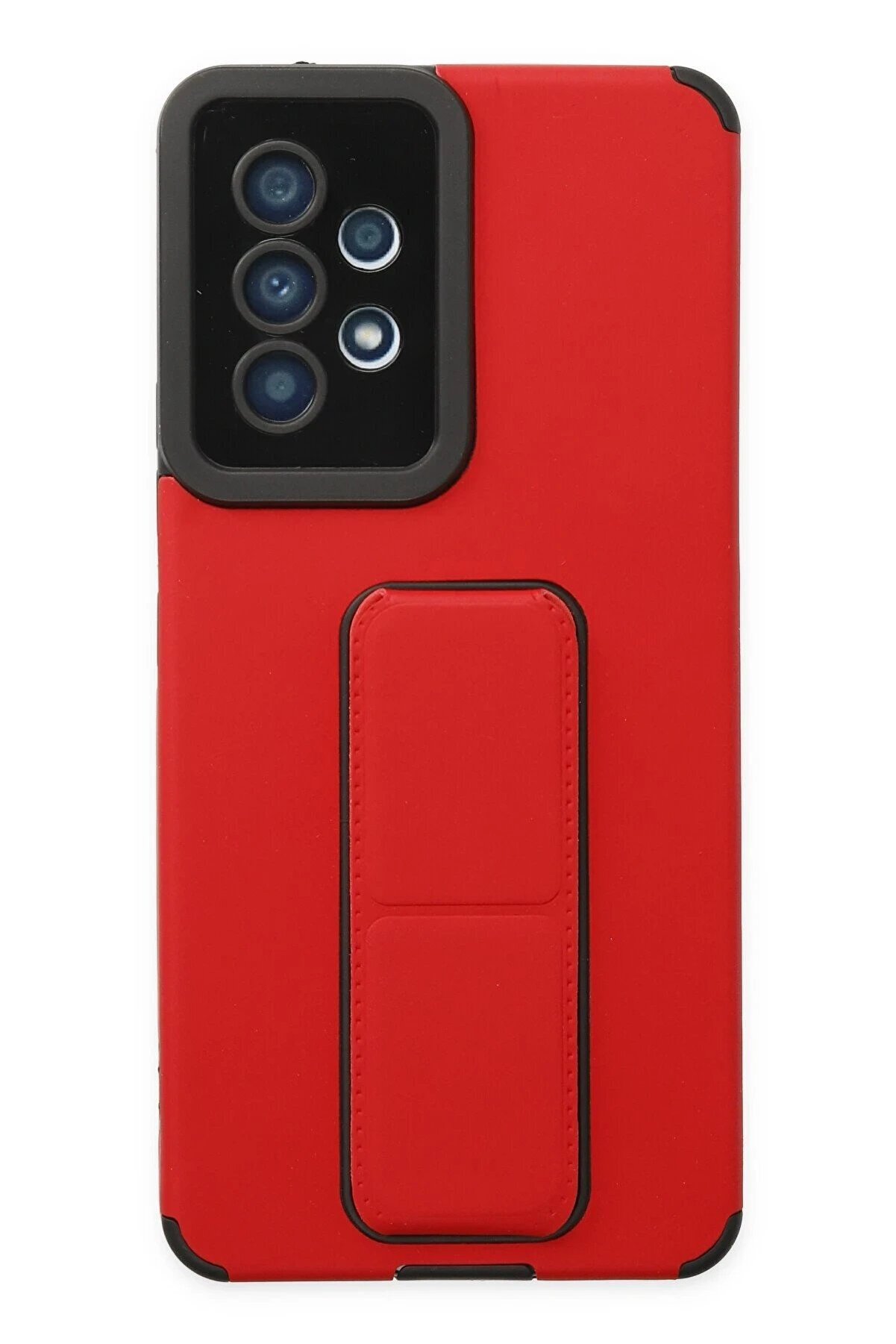 CepteToptan Samsung Galaxy A53 5G Kılıf Mega Standlı Silikon - Kırmızı - DROPX3888-5907