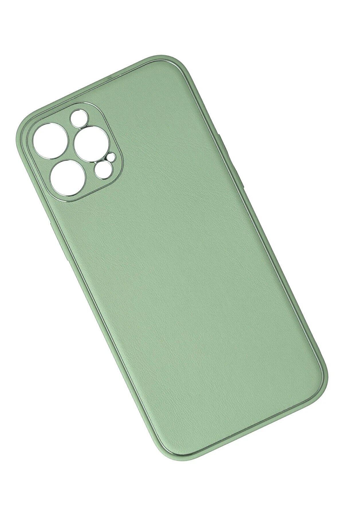 İphone 12 Pro Kılıf Coco Deri̇ Si̇li̇kon Kapak - Açık Yeşi̇l - Dropx9479-3560