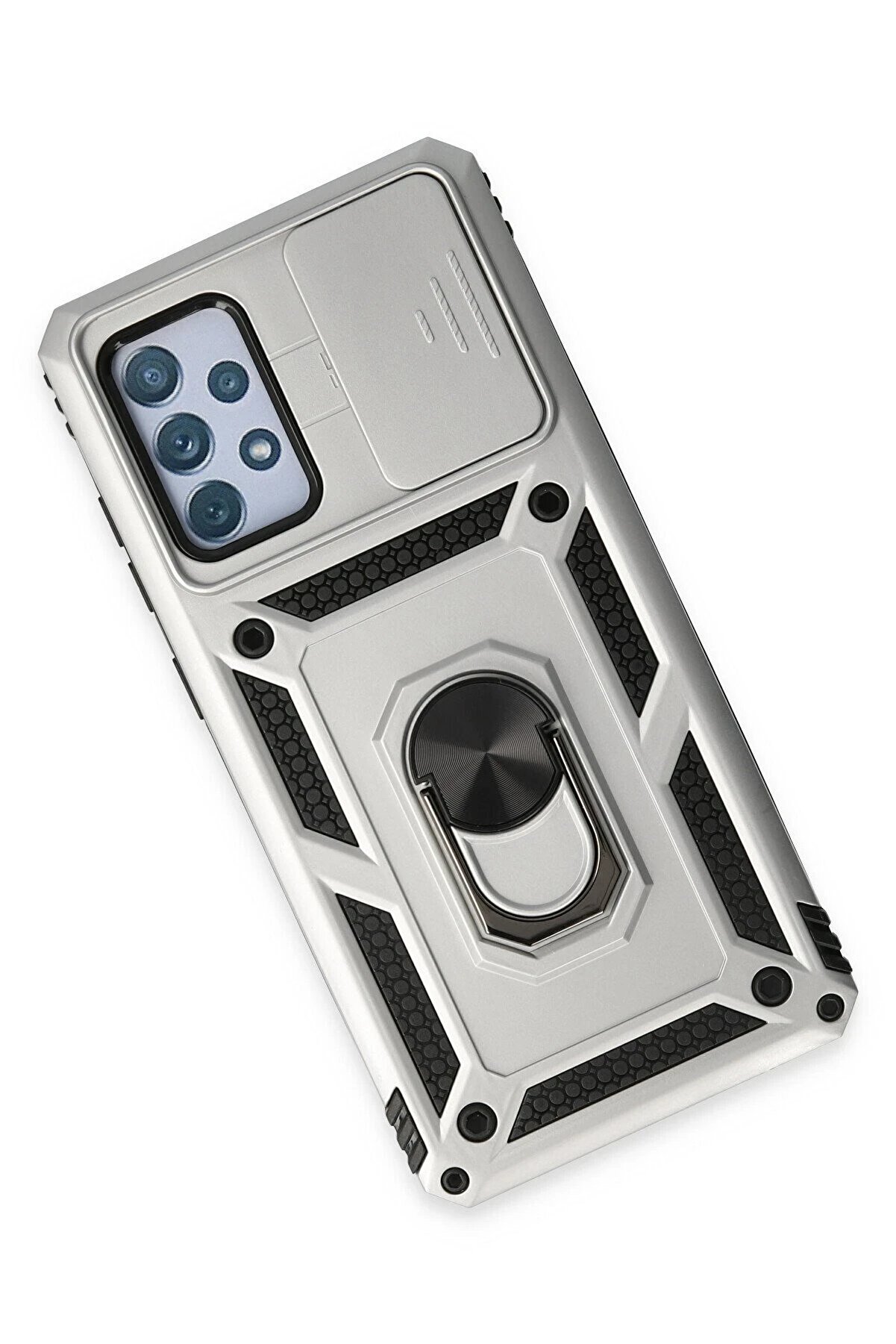 Samsung Galaxy A72 Kılıf Pars Lens Yüzüklü Si̇li̇kon - Gümüş - Dropx9765-6007