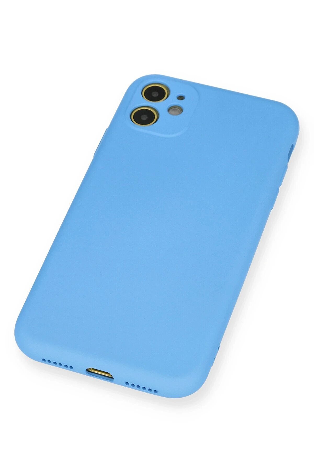 İphone 11 Kılıf Nano İçi̇ Kadi̇fe Si̇li̇kon - Mavi̇ - Dropx2090-5887