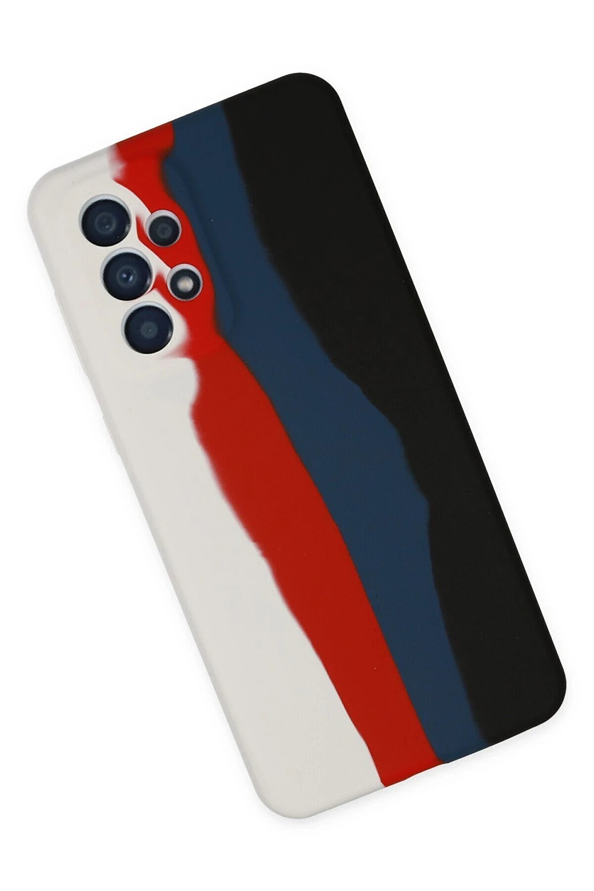 Samsung Galaxy A73 5G Kılıf Ebruli̇ Lansman Si̇li̇kon - Beyaz-Si̇yah - Dropx1880-5355