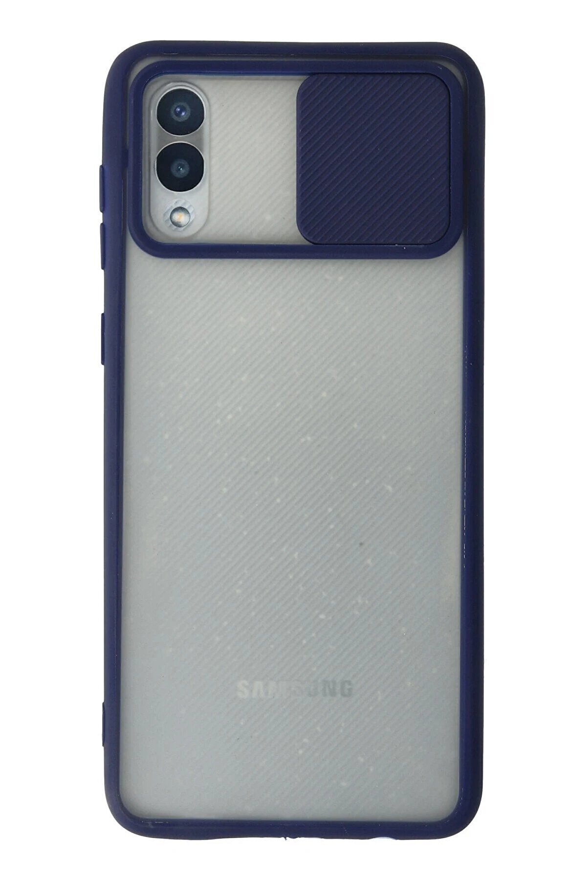 CepteToptan Samsung Galaxy A02 Kılıf Palm Buzlu Kamera Sürgülü Silikon - Lacivert - DROPX1661-7539