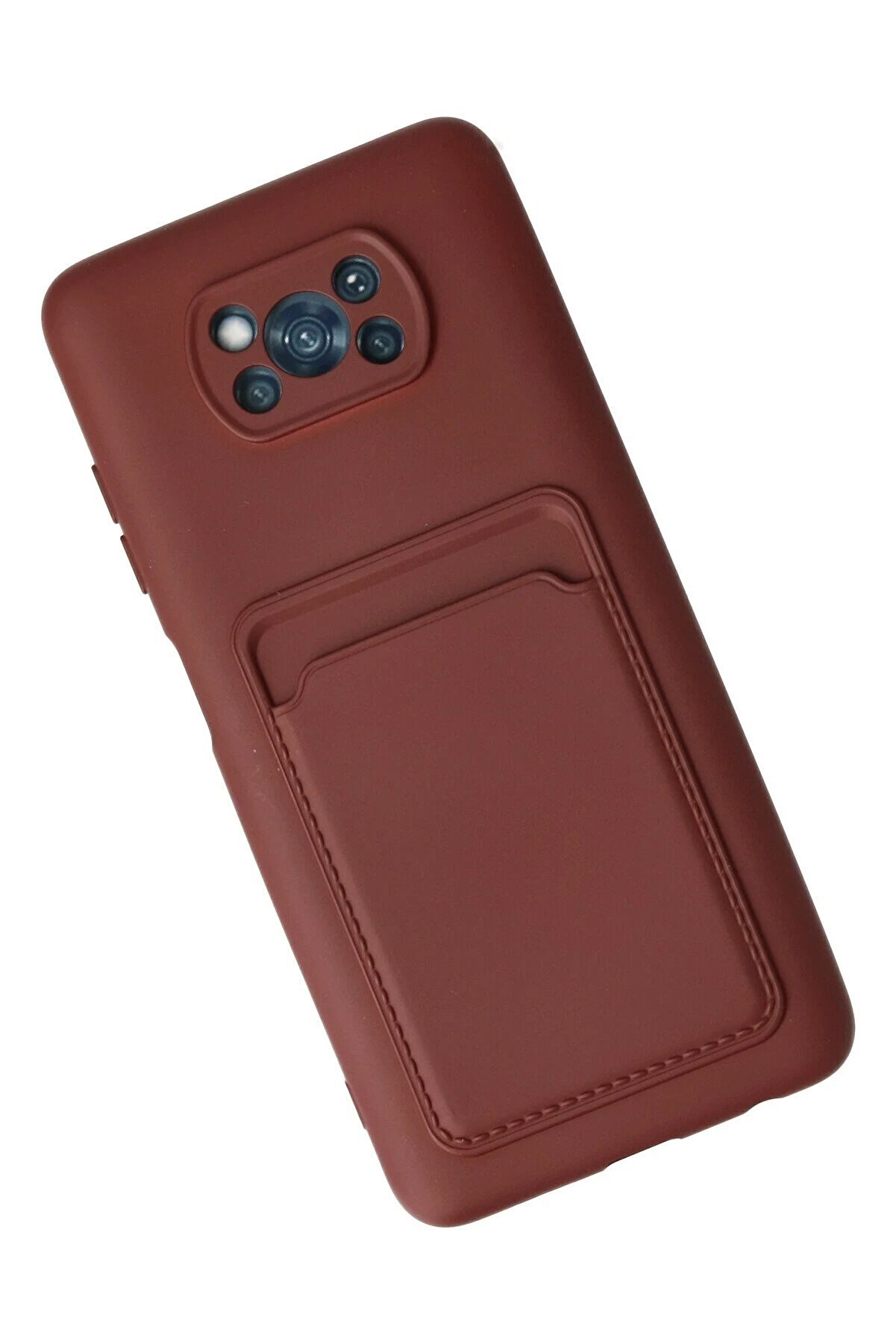 Xi̇aomi̇ Pocophone X3 Kılıf Kelvi̇n Kartvi̇zi̇tli̇ Si̇li̇kon - Bordo - Dropx9977-1461