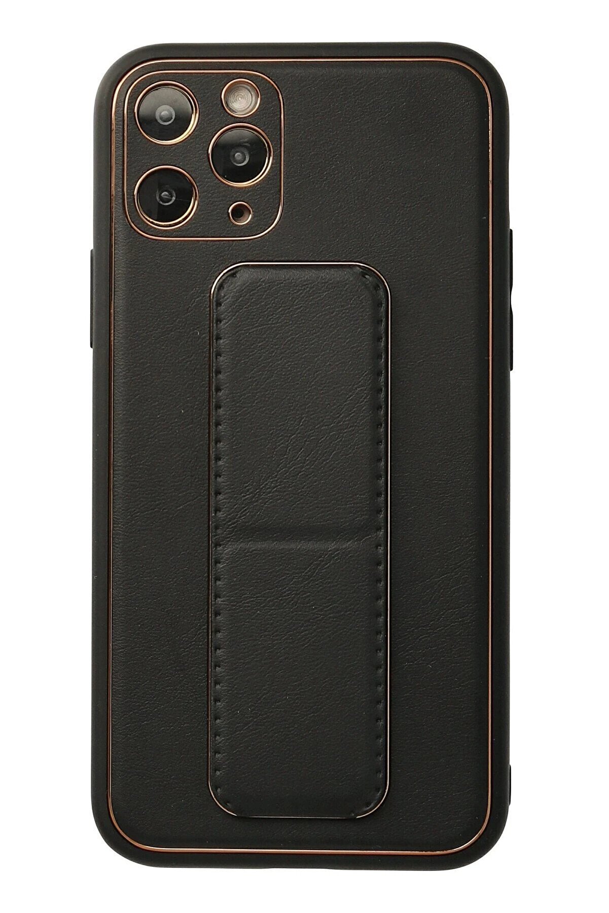 CepteToptan iPhone 11 Pro Kılıf Coco Deri Standlı Kapak - Siyah - DROPX3411-4898
