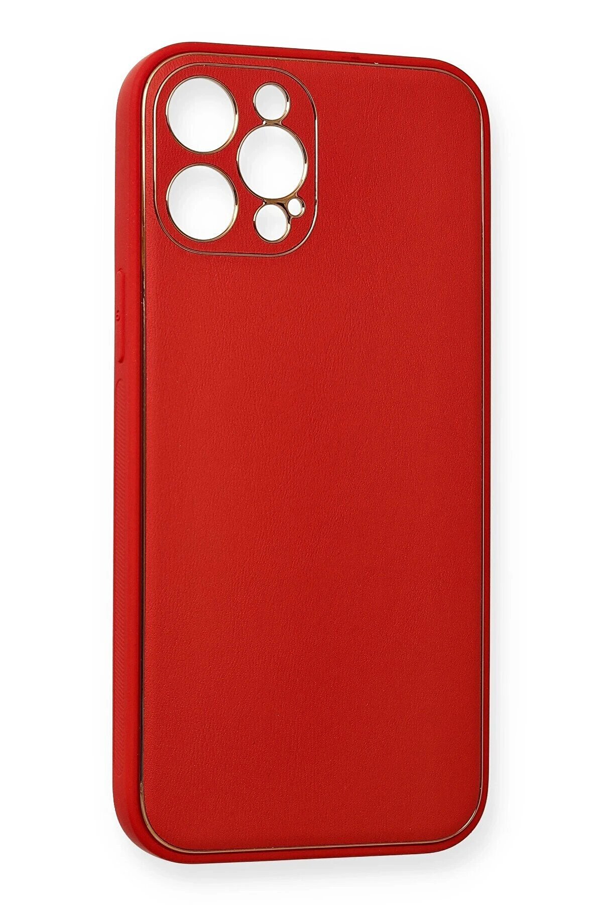 İphone 12 Pro Max Kılıf Coco Deri̇ Si̇li̇kon Kapak - Kırmızı - Dropx5896-4160