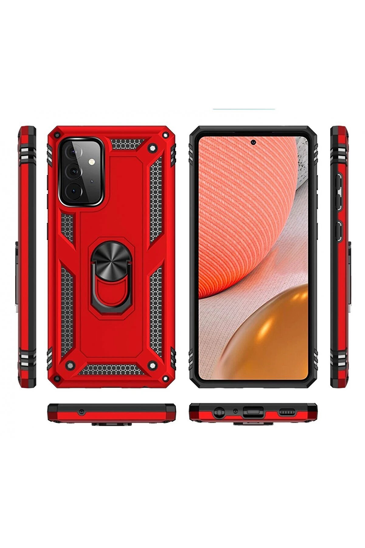 Samsung Galaxy A72 Kılıf Sofya Y&uuml;z&uuml;kl&uuml; Si̇li̇kon Kapak - Kırmızı - Dropx6792-6122