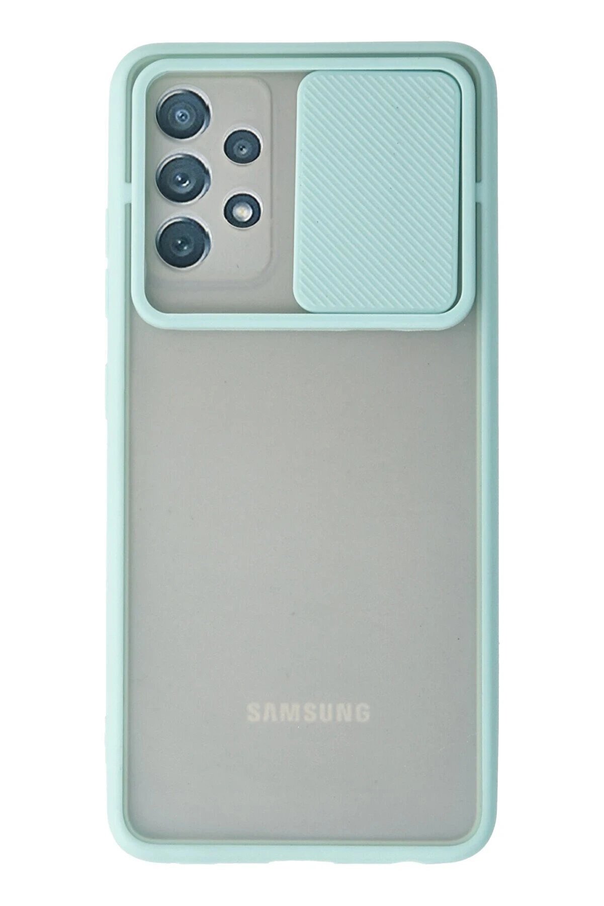 CepteToptan Samsung Galaxy A72 Kılıf Palm Buzlu Kamera Sürgülü Silikon - Turkuaz - DROPX8991-6285