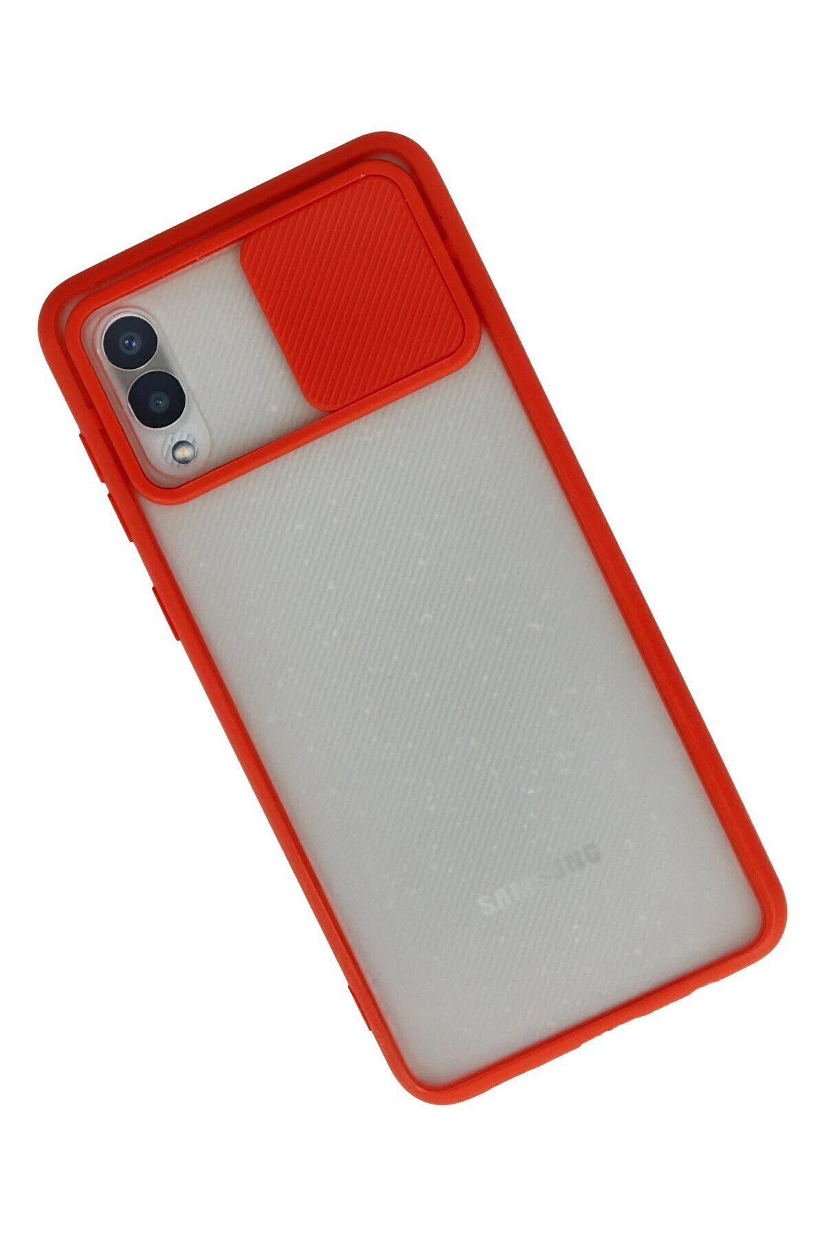 Samsung Galaxy A02 Kılıf Palm Buzlu Kamera S&uuml;rg&uuml;l&uuml; Si̇li̇kon - Kırmızı - Dropx2646-3322