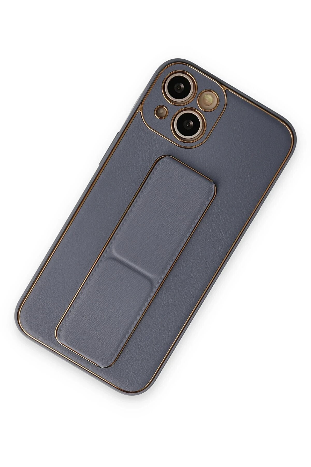 İphone 14 Plus Kılıf Coco Deri̇ Standlı Kapak - Gri̇ - Dropx4490-9602