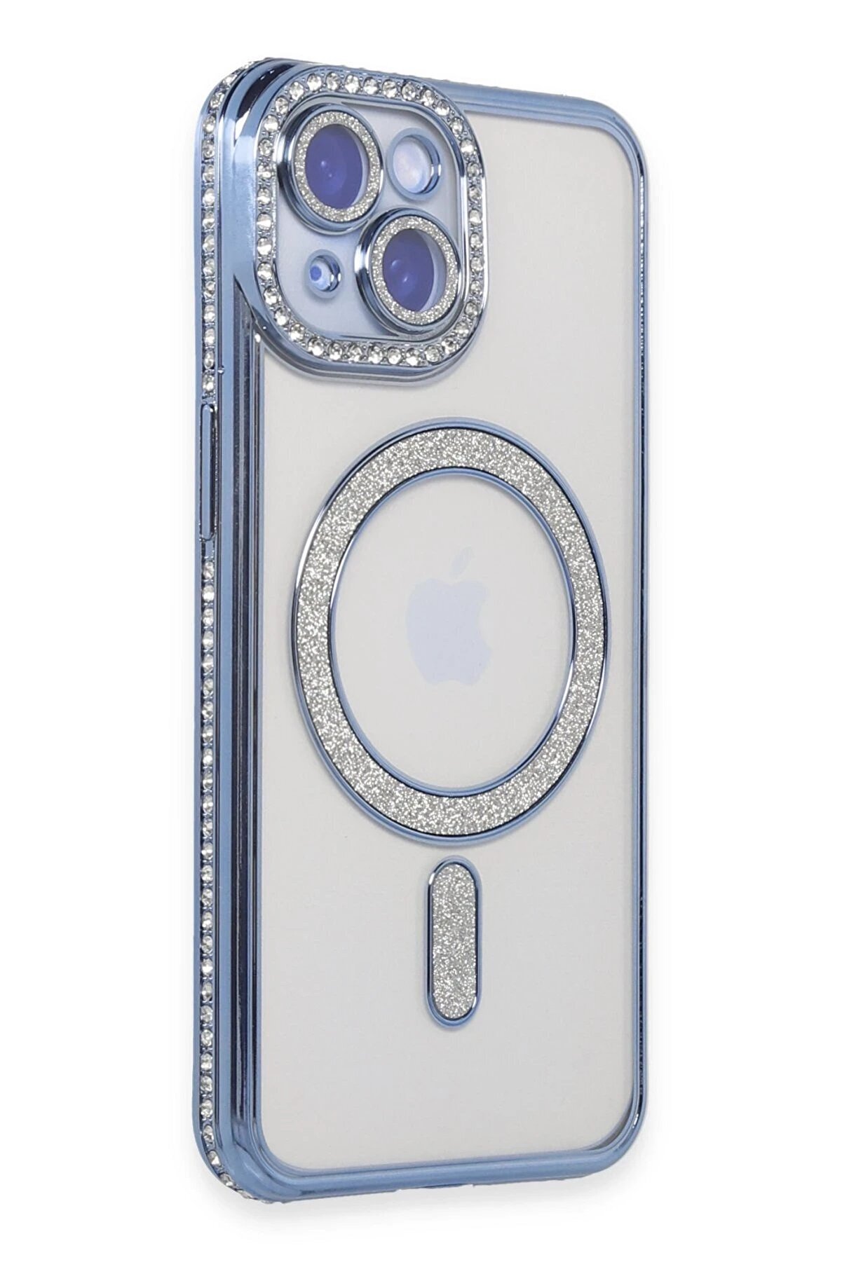 CepteToptan iPhone 15 Kılıf Joke Simli Magneticsafe Kılıf - Mavi - DROPX4485-2302