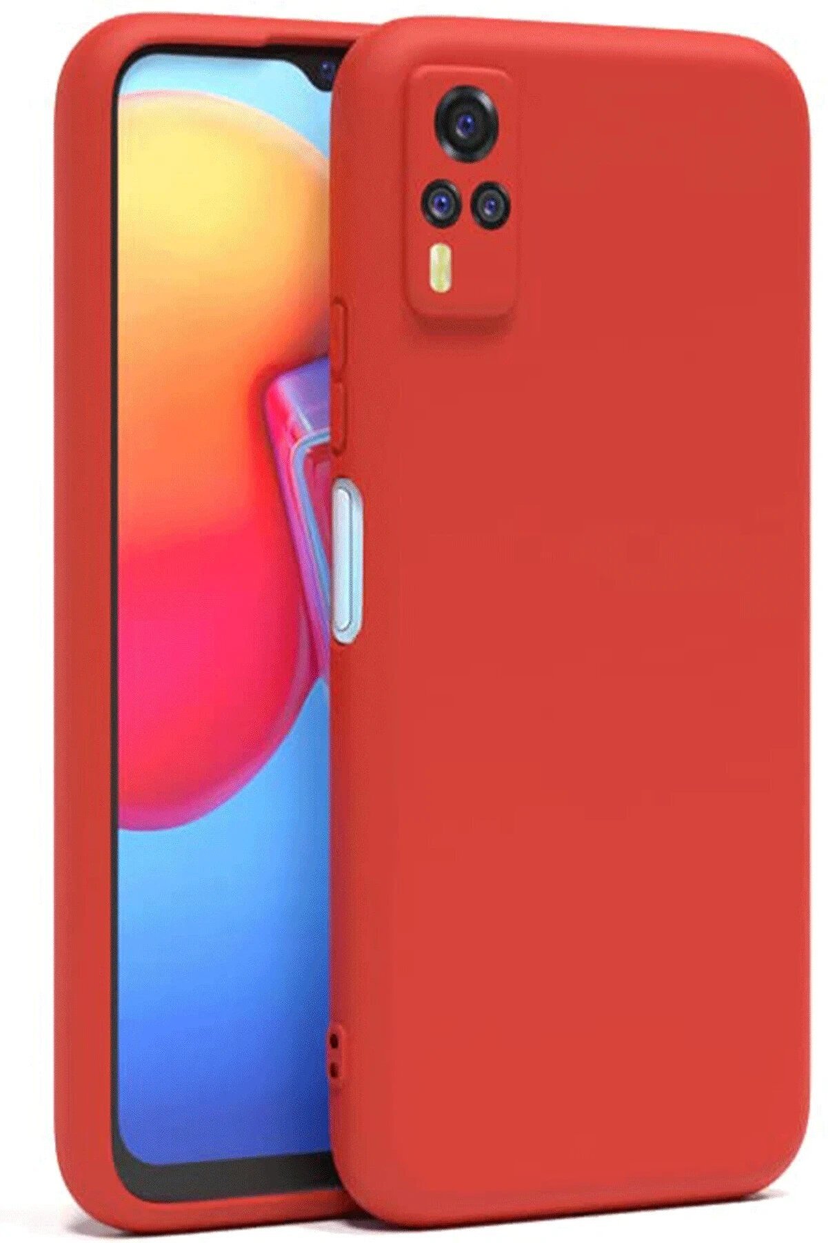 Vi̇vo Y53S Kılıf Nano İ&ccedil;i̇ Kadi̇fe Si̇li̇kon - Kırmızı - Dropx5427-3055