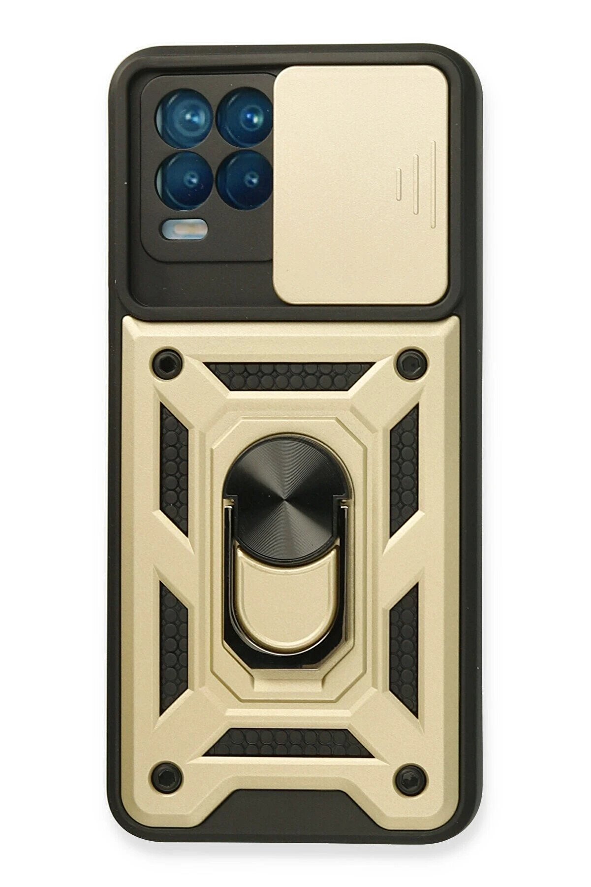 CepteToptan Realme 8 Kılıf Pars Lens Yüzüklü Silikon - Gold - DROPX6077-8458