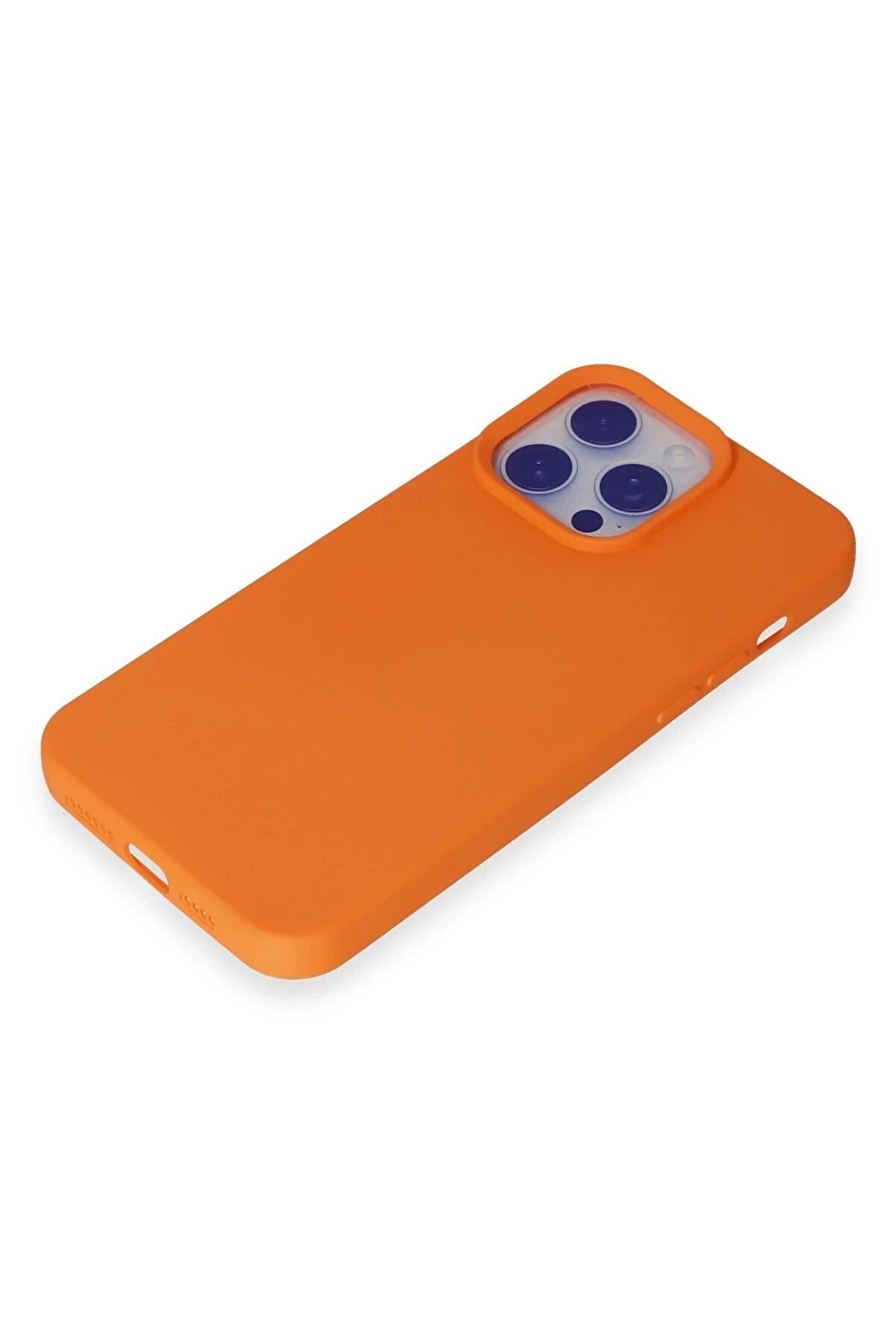 İphone 15 Pro Max Kılıf Nano İçi̇ Kadi̇fe Si̇li̇kon - Turuncu - Dropx1393-6696