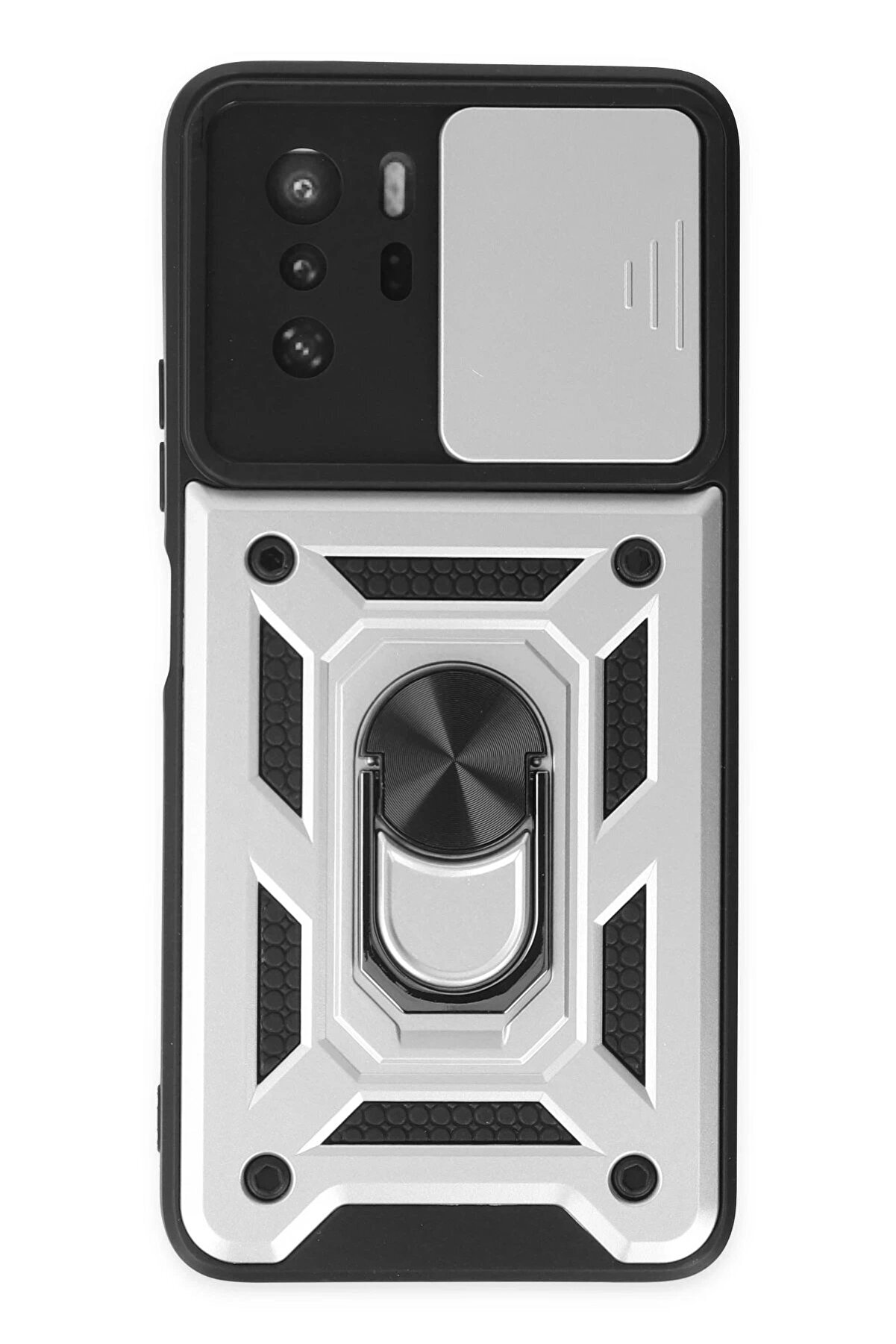 CepteToptan Xiaomi Poco X3 GT Kılıf Pars Lens Yüzüklü Silikon - Gümüş - DROPX4749-3921