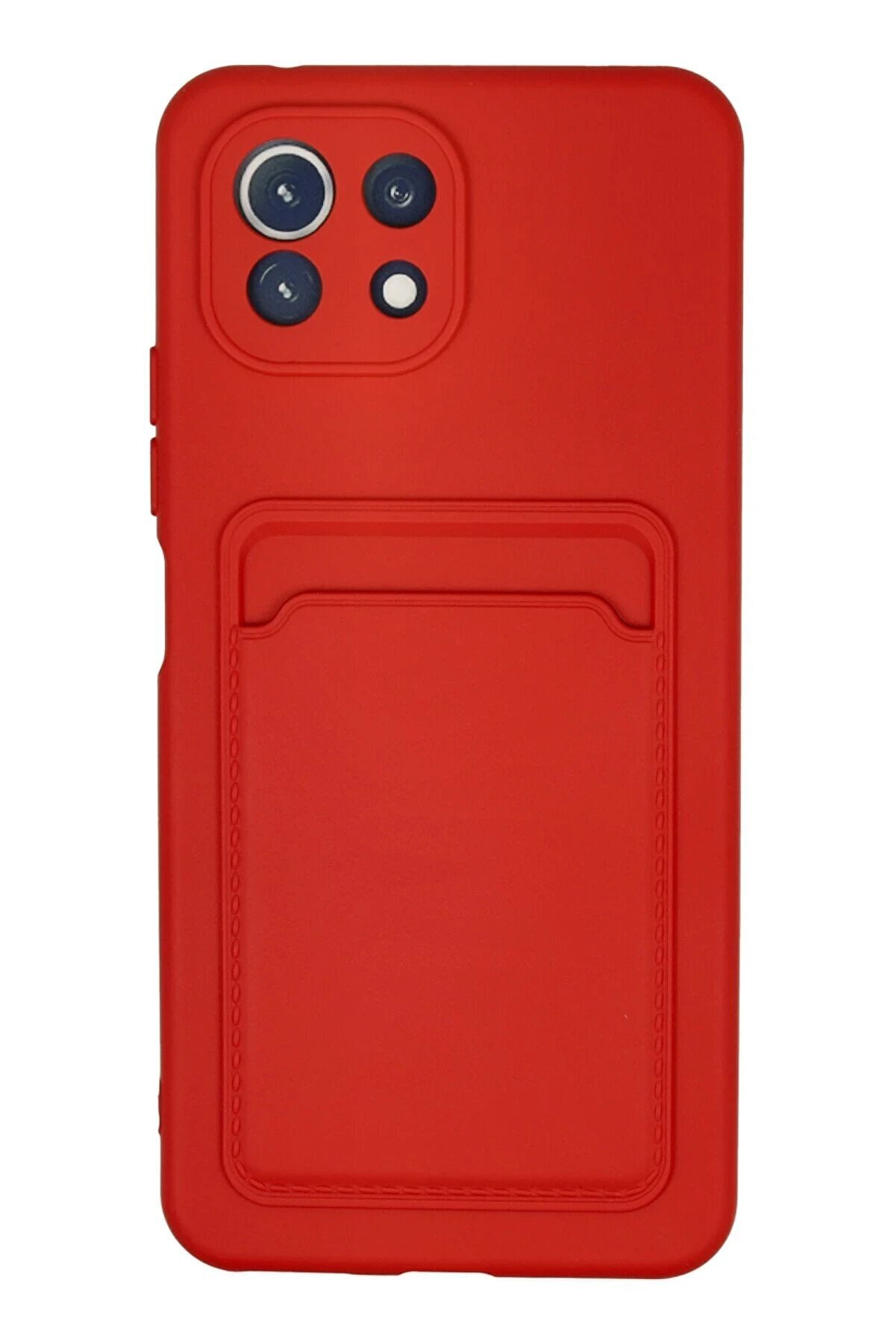 CepteToptan Xiaomi Mi 11 Kılıf Kelvin Kartvizitli Silikon - Kırmızı - DROPX6521-2278