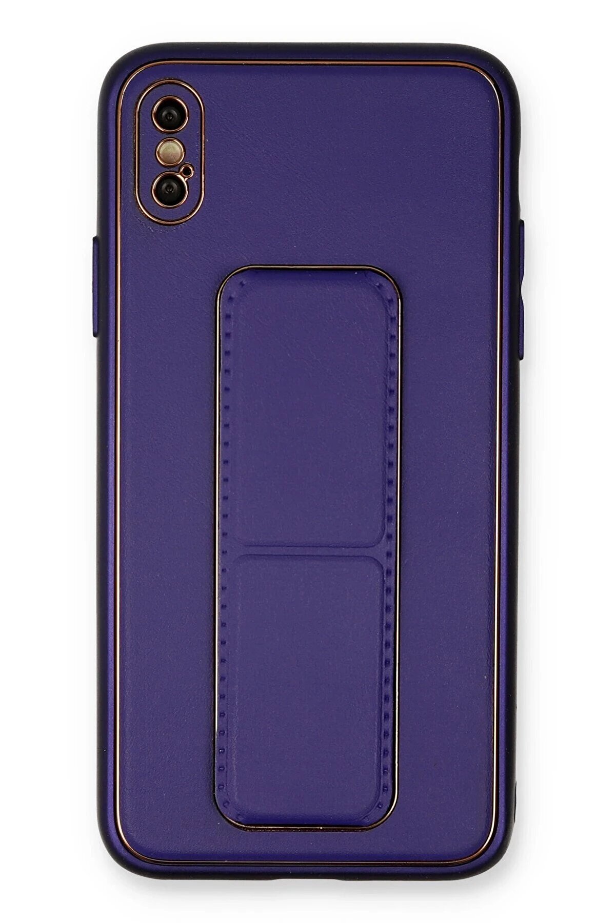 CepteToptan iPhone X Kılıf Coco Deri Standlı Kapak - Mor - DROPX3133-6124