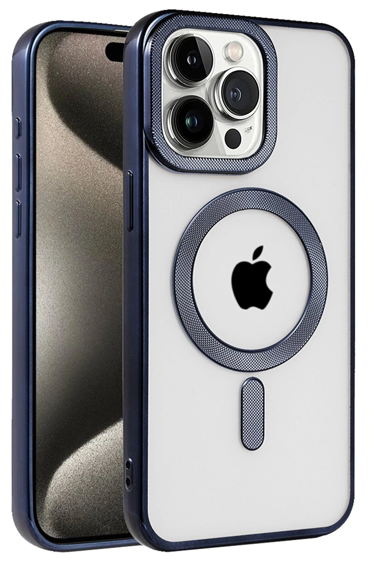 CepteToptan iPhone 15 Pro Kılıf Kronos Magsafe Kapak - Lacivert - DROPX1127-3503