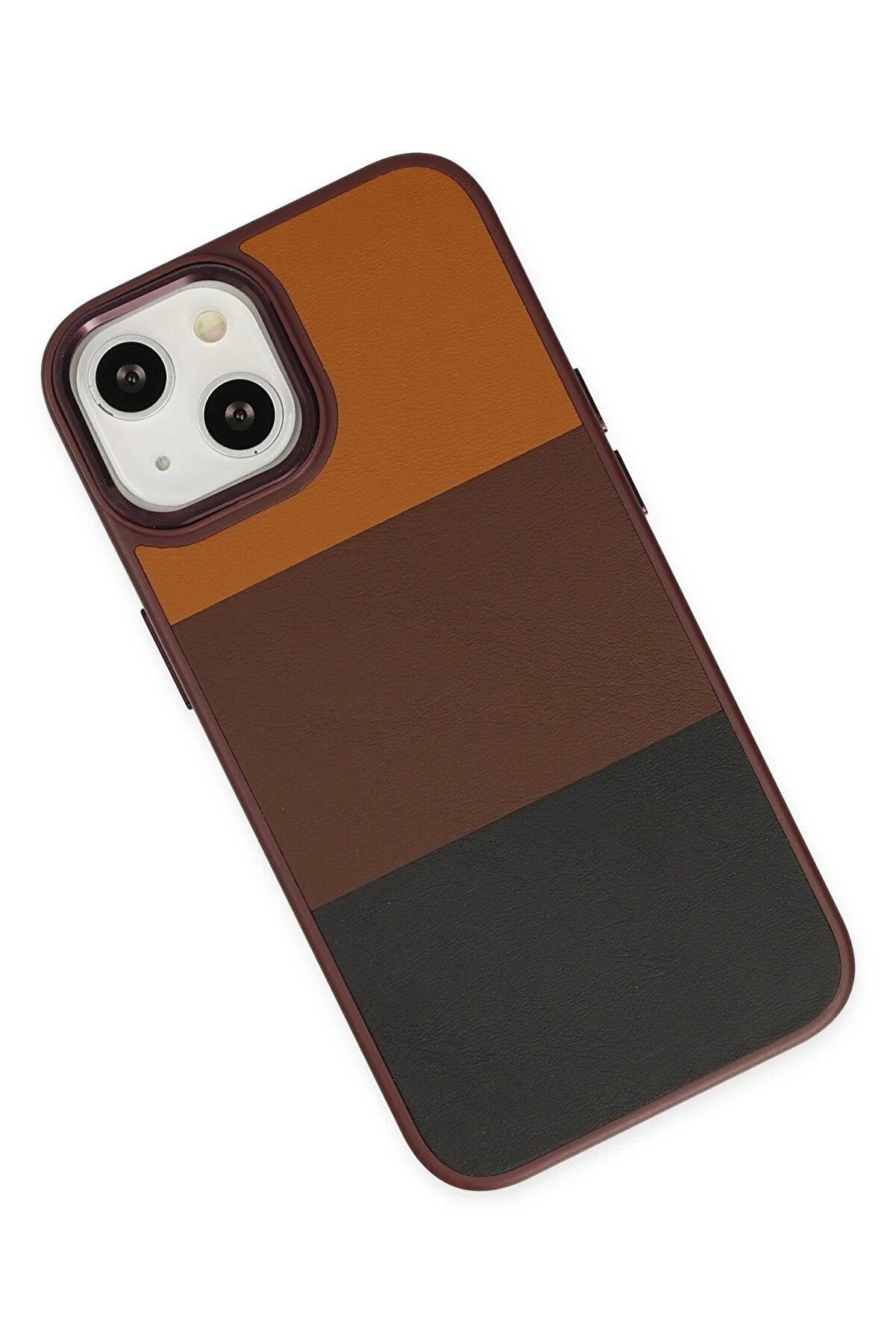 İphone 14 Plus Kılıf Ki̇ng Kapak - Bordo-Si̇yah - Dropx9702-6871