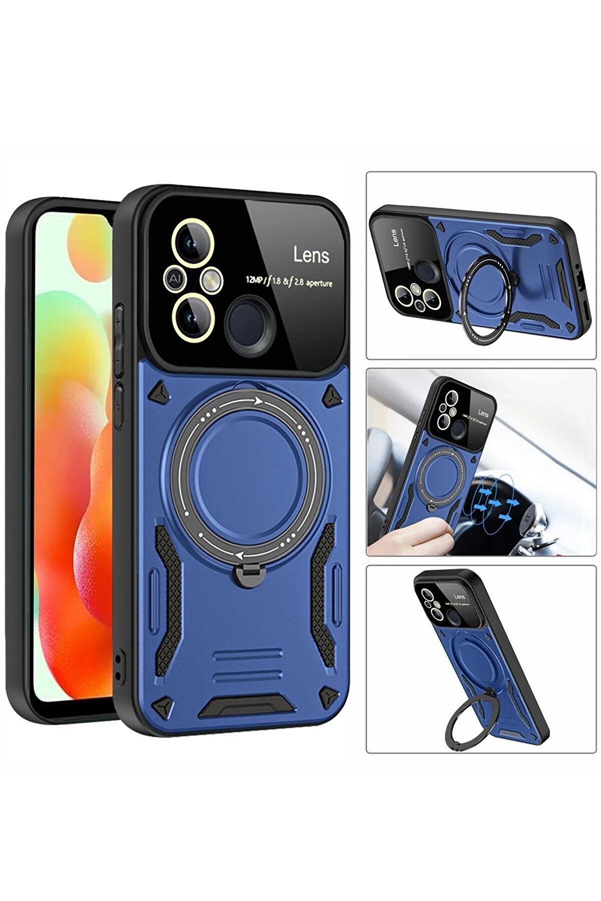 Xi̇aomi̇ Redmi̇ 12C Kılıf Joy Lens Standlı Kapak - Mor - Dropx2729-8843