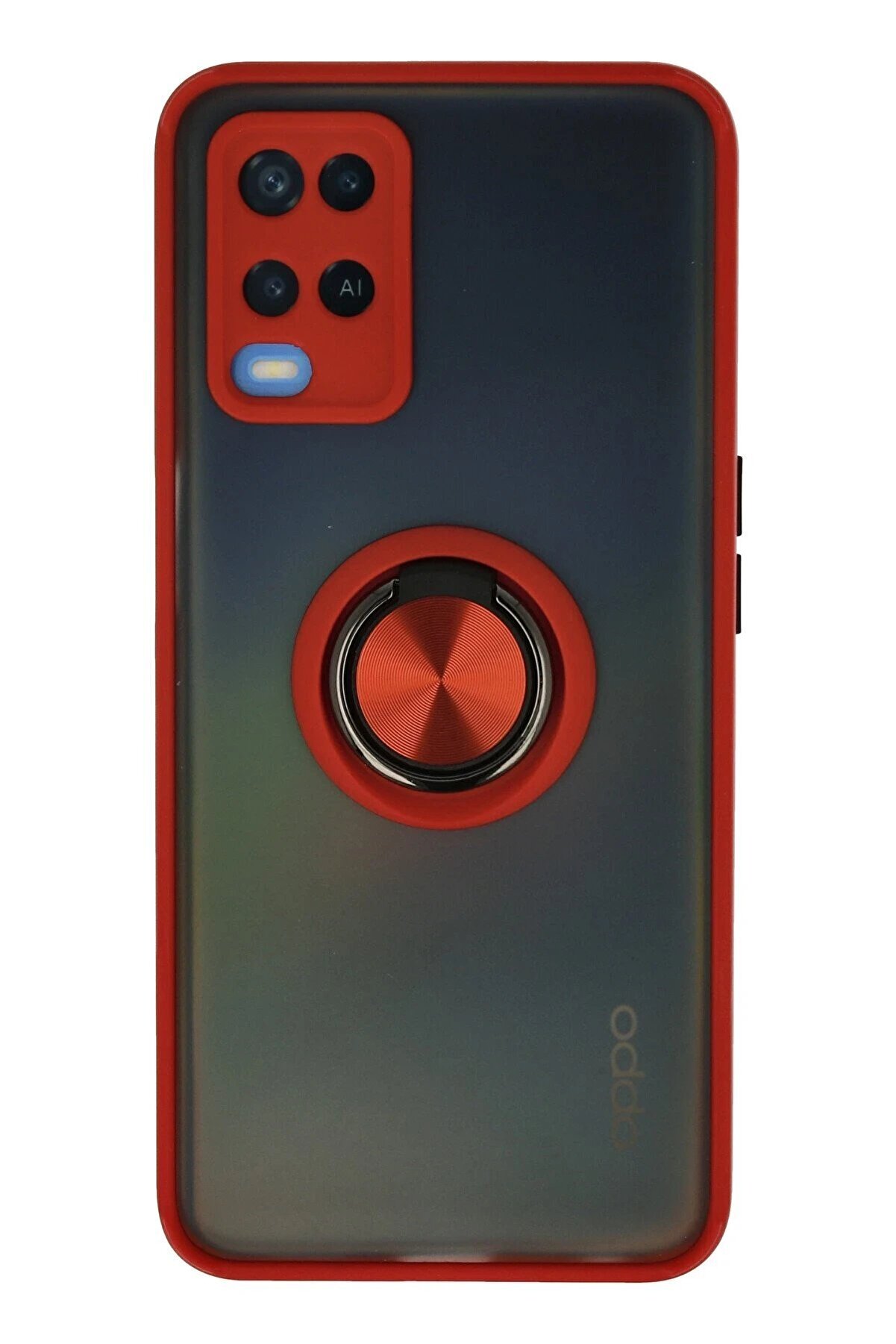 CepteToptan Oppo A54 4G Kılıf Montreal Yüzüklü Silikon Kapak - Kırmızı - DROPX5327-1025