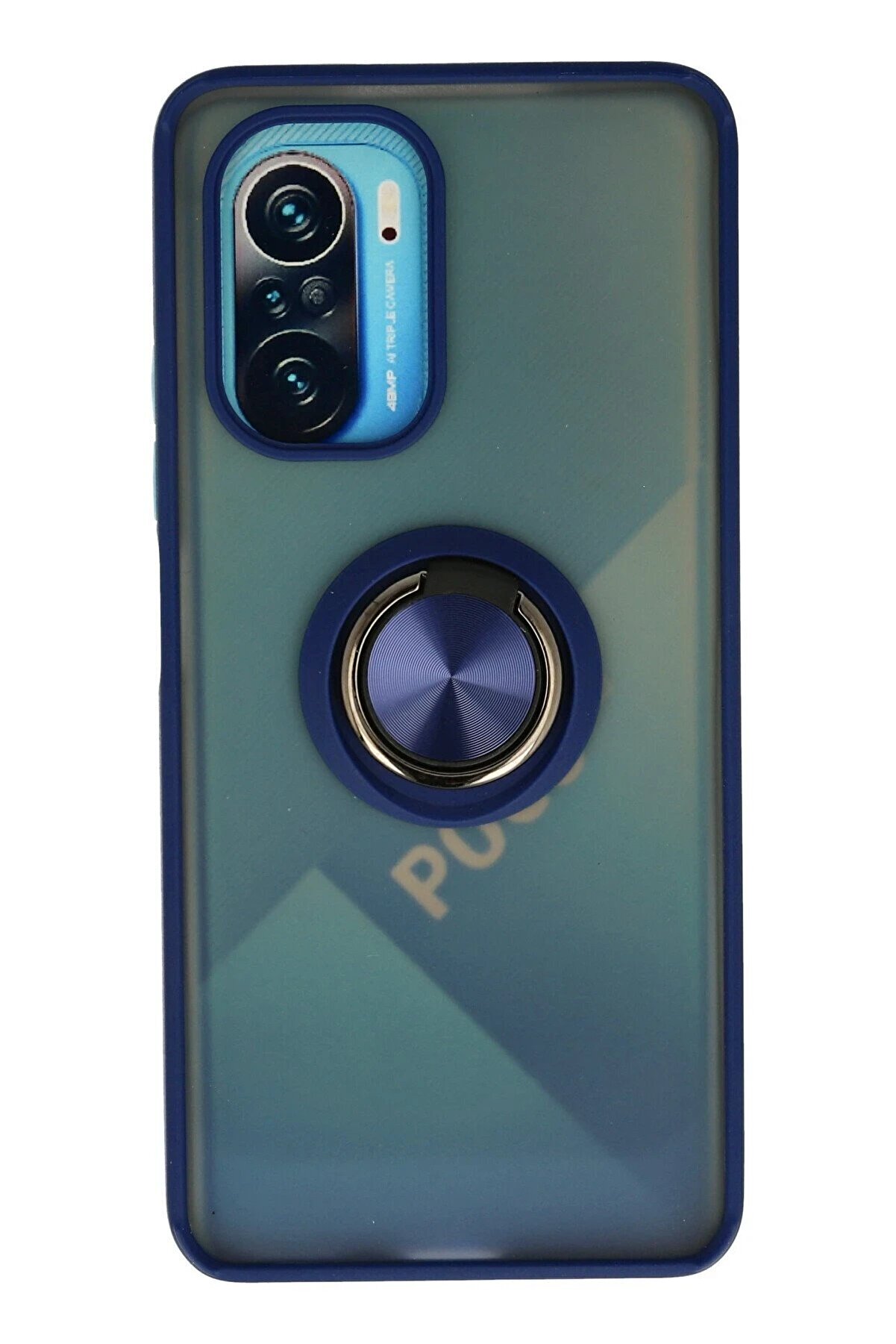 CepteToptan Xiaomi Redmi K40 Kılıf Montreal Yüzüklü Silikon Kapak - Lacivert - DROPX9566-4705