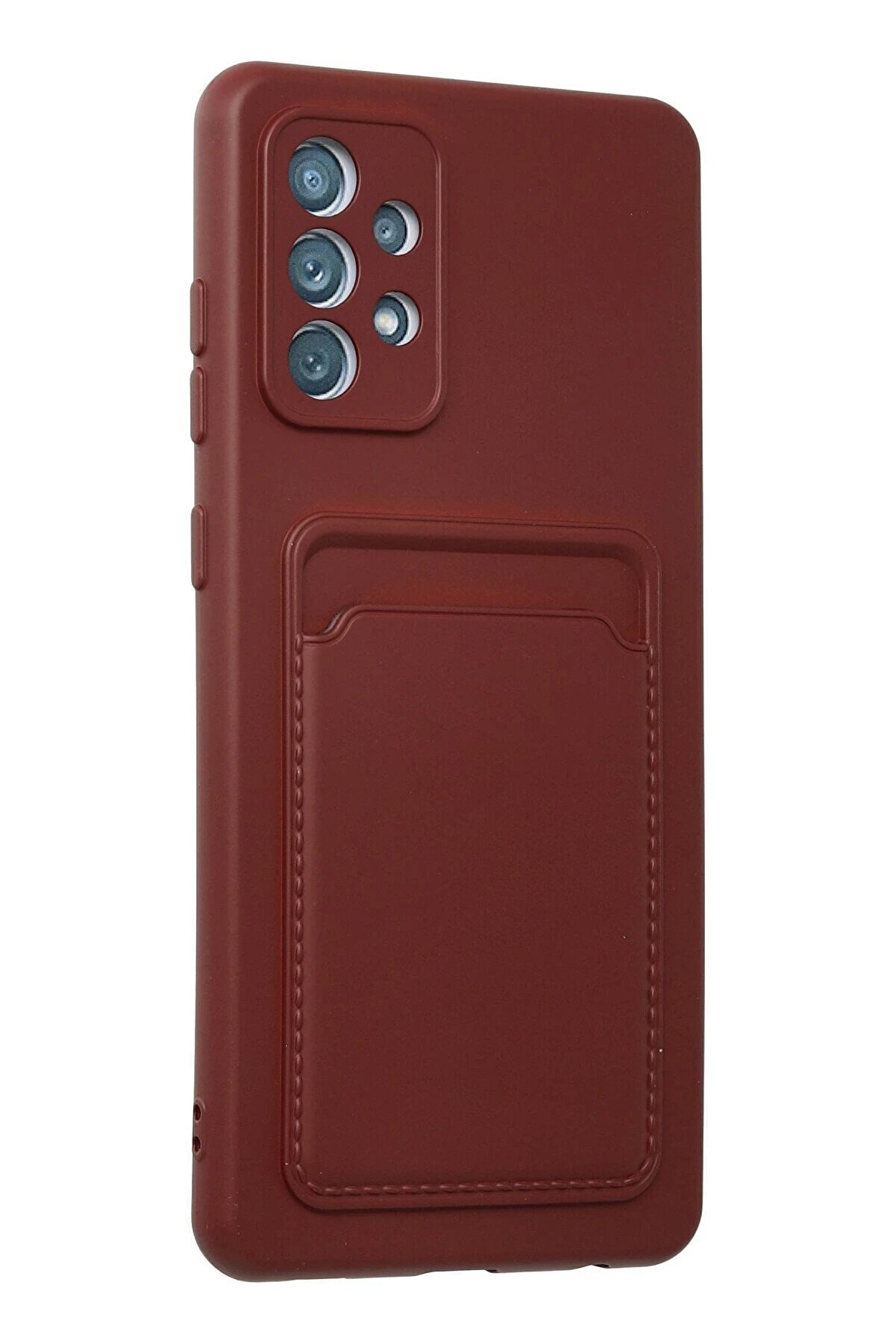 Samsung Galaxy A72 Kılıf Kelvi̇n Kartvi̇zi̇tli̇ Si̇li̇kon - Bordo - Dropx4940-8485