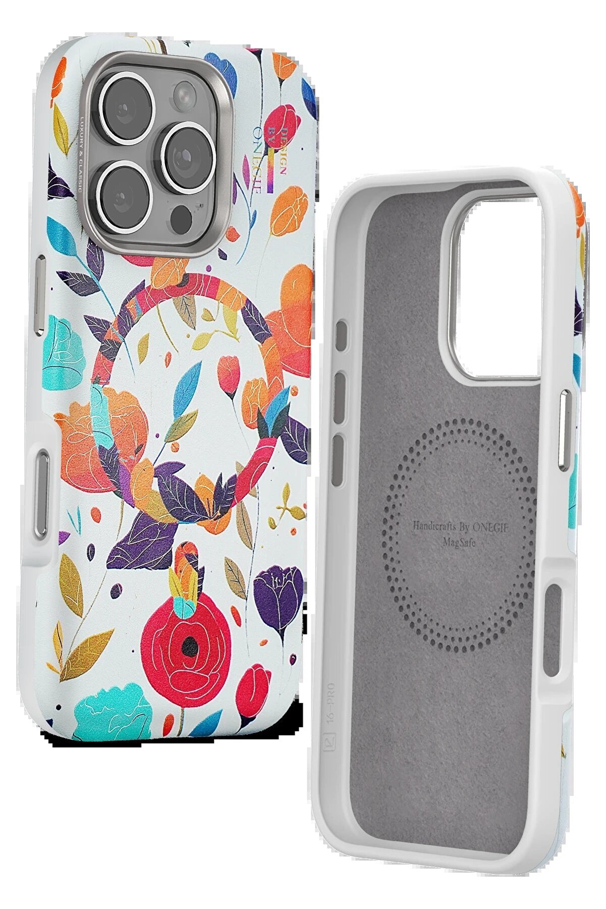 İphone 16 Pro Flower Seri̇es Magsafe Kapak - Beyaz - Dropx3496-3214