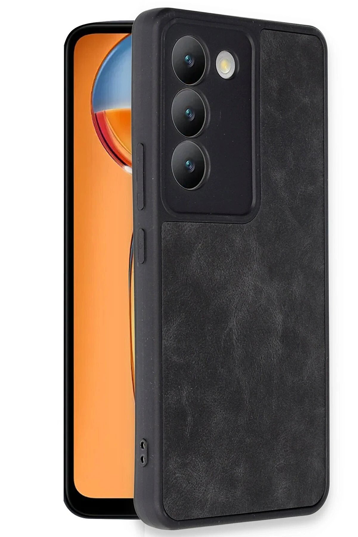 Vi̇vo V30 Li̇te 4G Kılıf Aras Deri̇ Kapak - Si̇yah - Dropx3218-1196