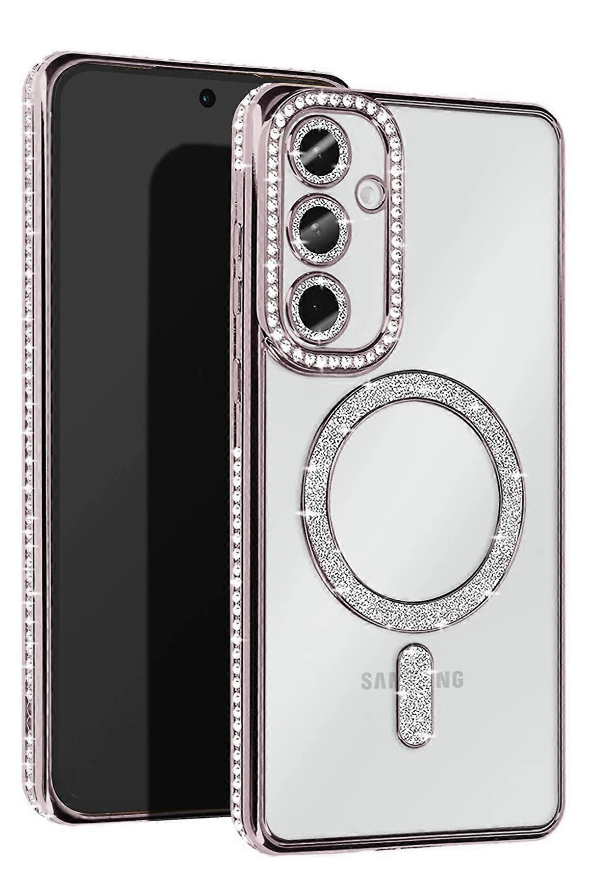 CepteToptan Samsung Galaxy S25 Kılıf Joke Simli Magneticsafe Kılıf - Gümüş - DROPX7019-3489