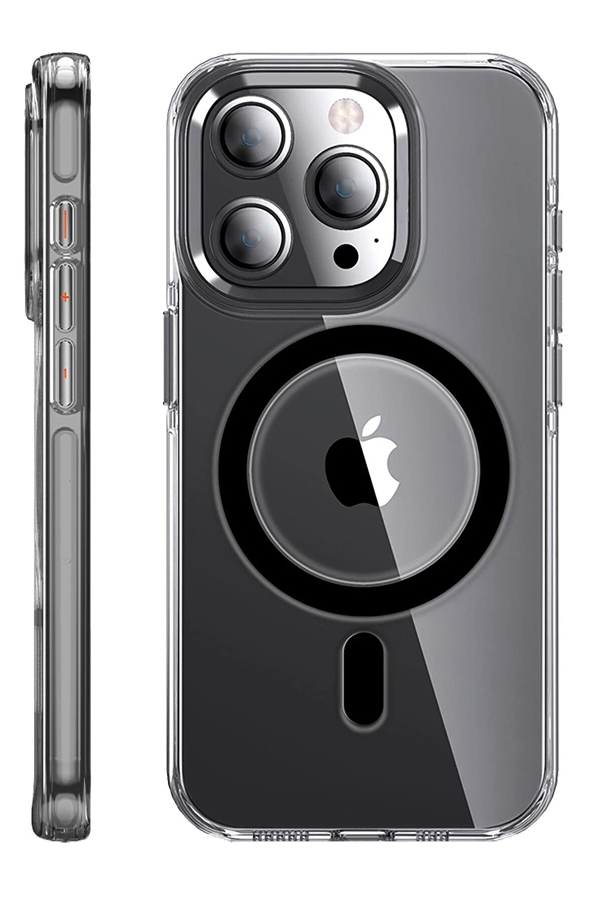 CepteToptan iPhone 14 Pro Kılıf Crystal Magsafe Kapak - Siyah - DROPX7477-4479