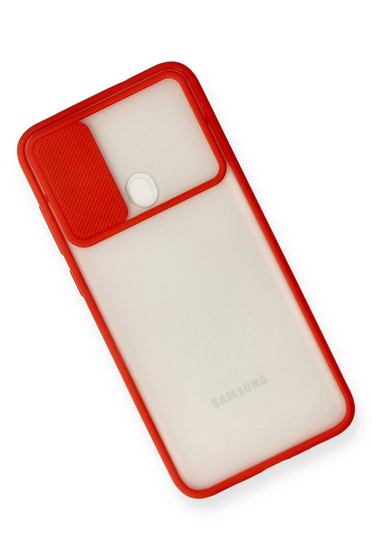 Samsung Galaxy A11 Kılıf Palm Buzlu Kamera S&uuml;rg&uuml;l&uuml; Si̇li̇kon - Kırmızı - Dropx3948-5036