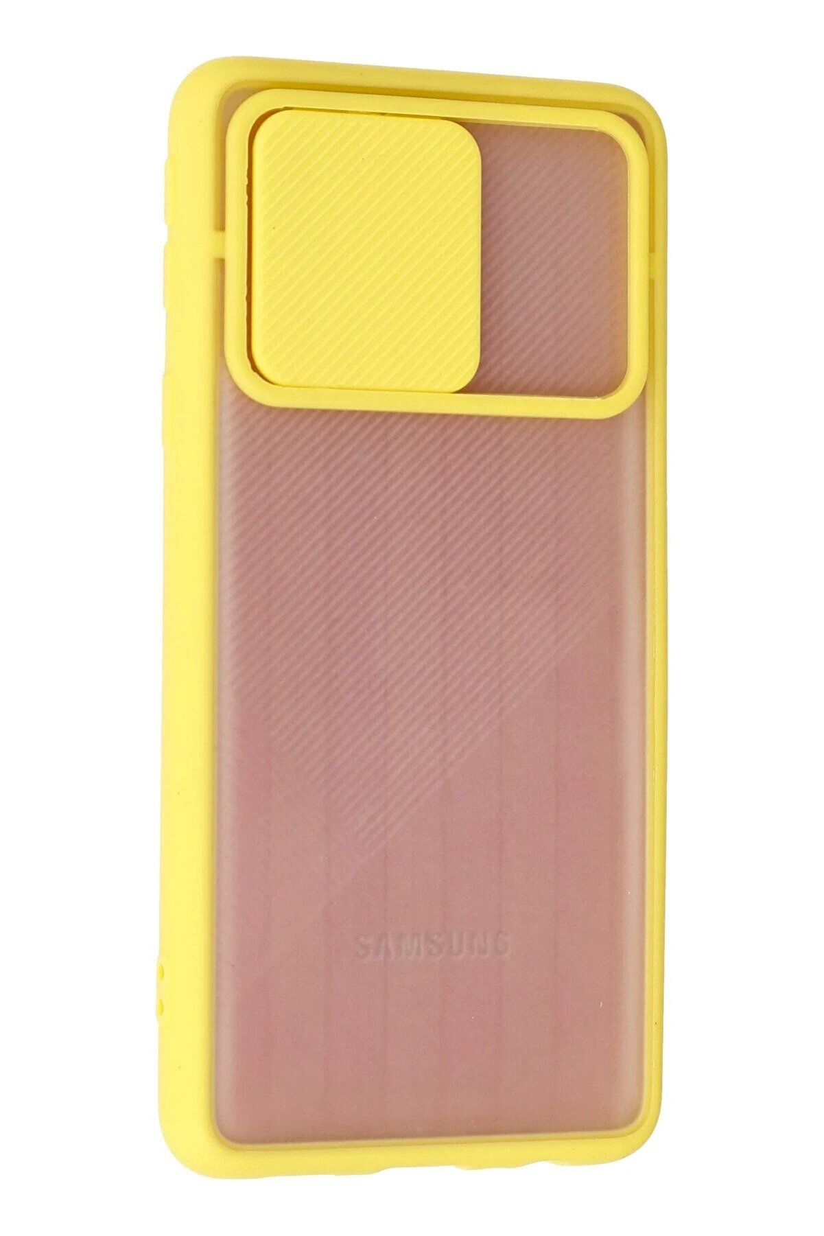 Samsung Galaxy A01 Core Kılıf Palm Buzlu Kamera S&uuml;rg&uuml;l&uuml; Si̇li̇kon - Sarı - Dropx2630-5602