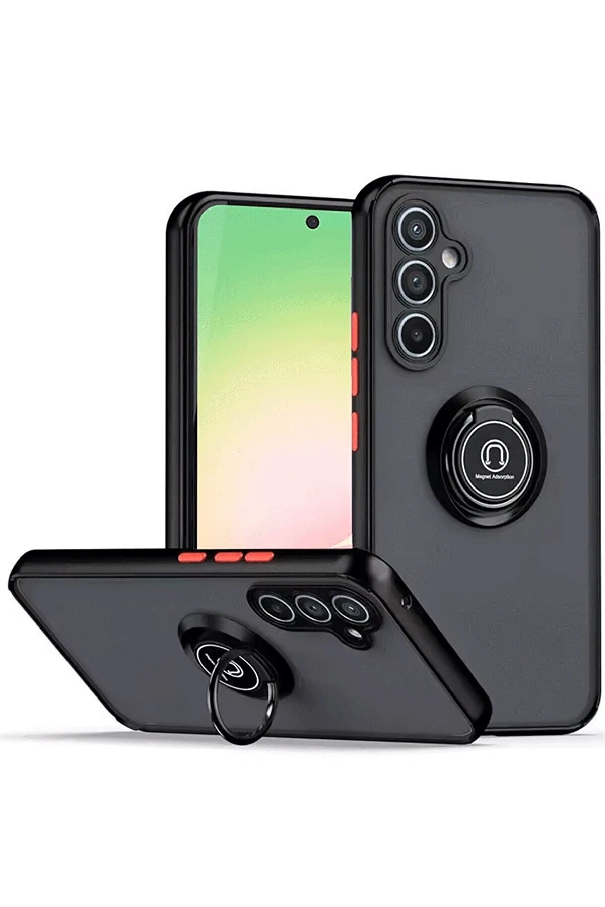 CepteToptan Samsung Galaxy S23 FE Kılıf Montreal Yüzüklü Silikon Kapak - Siyah - DROPX7360-6853