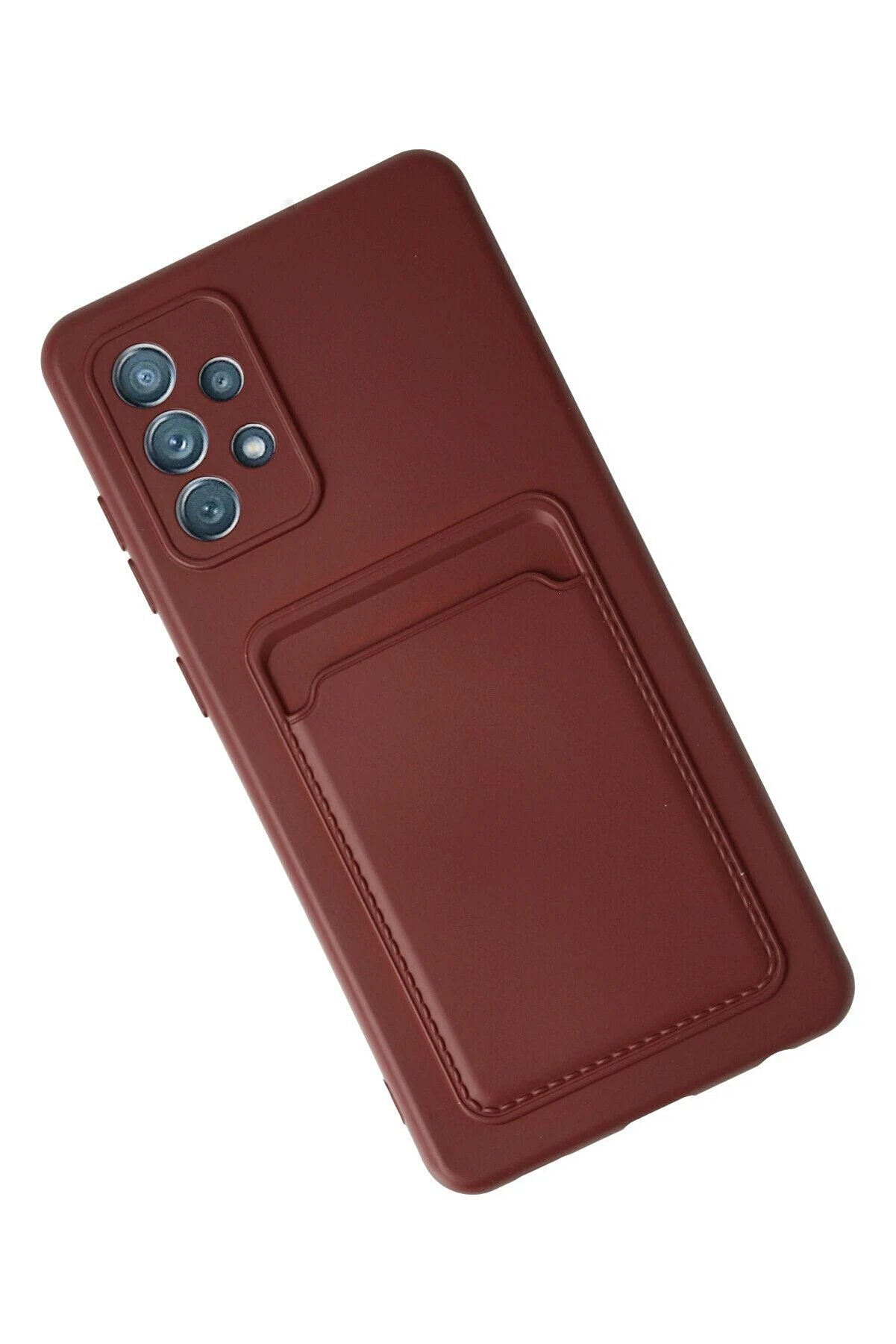 Samsung Galaxy A72 Kılıf Kelvi̇n Kartvi̇zi̇tli̇ Si̇li̇kon - Bordo - Dropx4940-8485