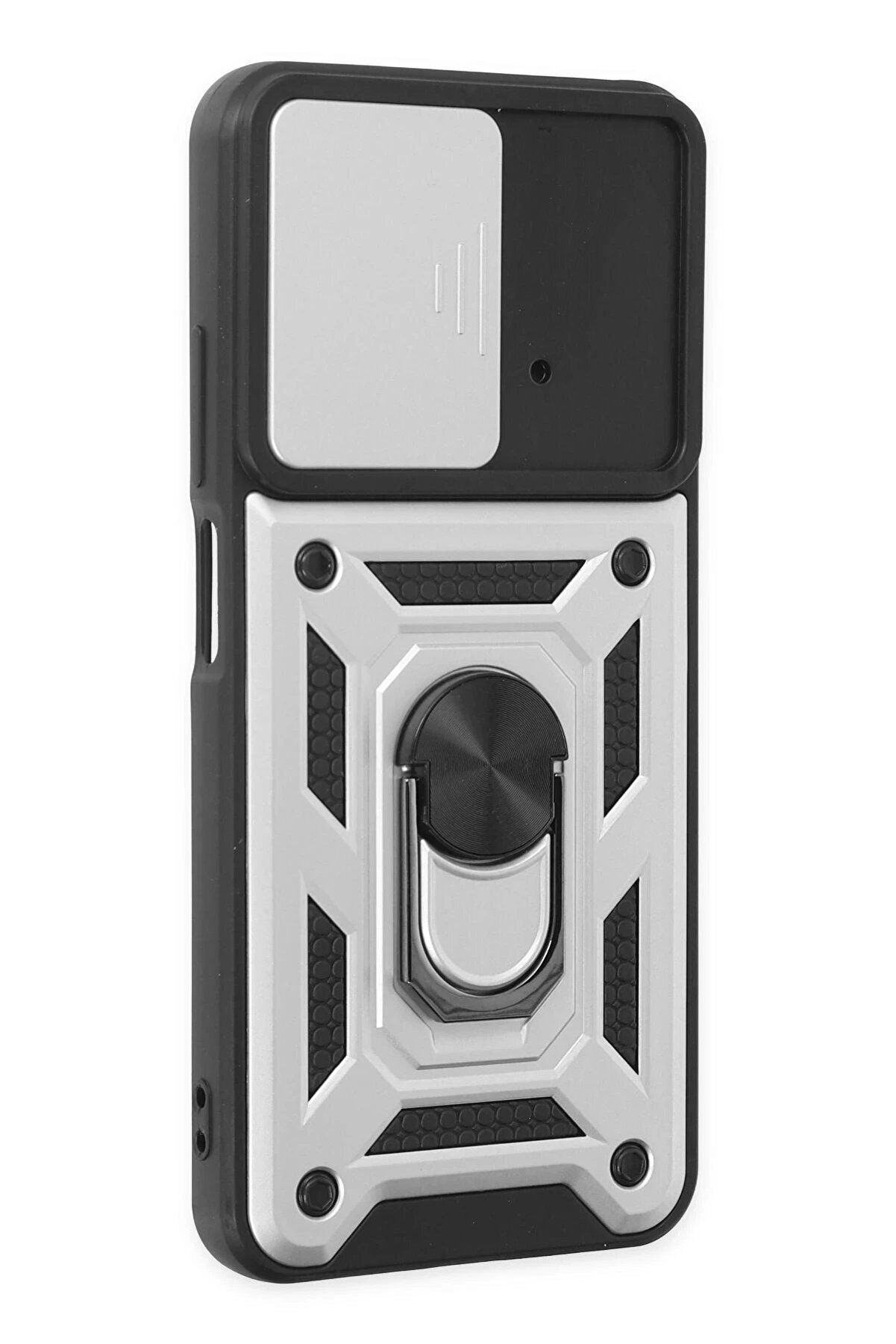 Xi̇aomi̇ Poco M4 Pro 4G Kılıf Pars Lens Yüzüklü Si̇li̇kon - Gümüş - Dropx4391-3958