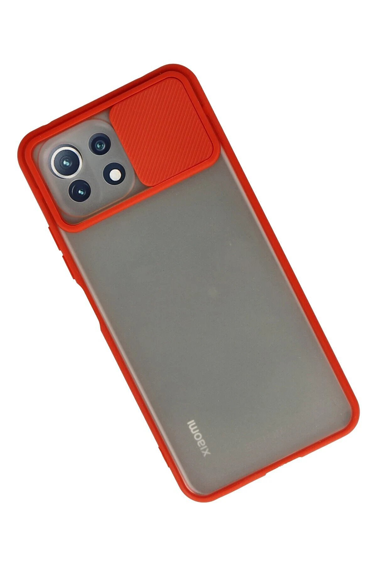 Xi̇aomi̇ Mi̇ 11 Li̇te Kılıf Palm Buzlu Kamera Sürgülü Si̇li̇kon - Kırmızı - Dropx3736-4063