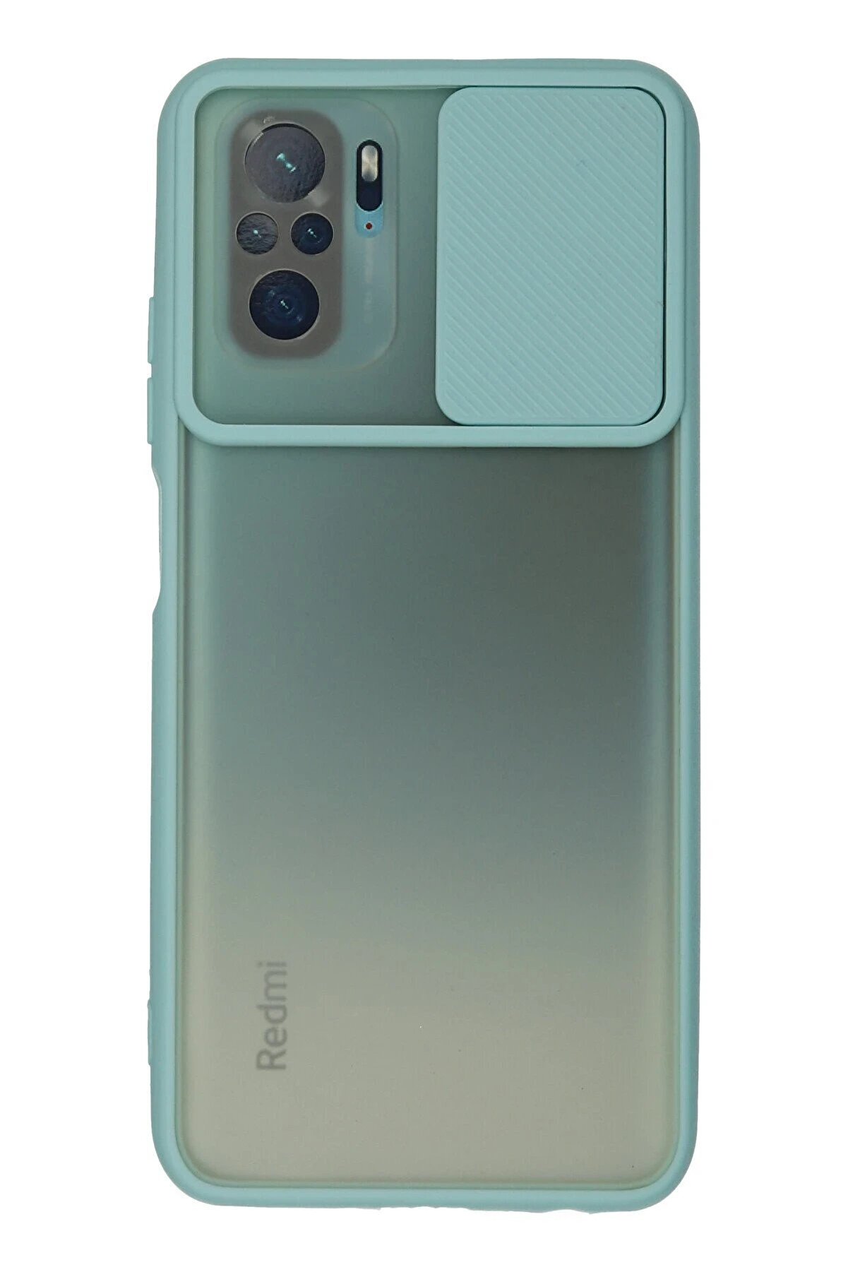 CepteToptan Xiaomi Redmi Note 10 Kılıf Palm Buzlu Kamera Sürgülü Silikon - Turkuaz - DROPX6267-7373