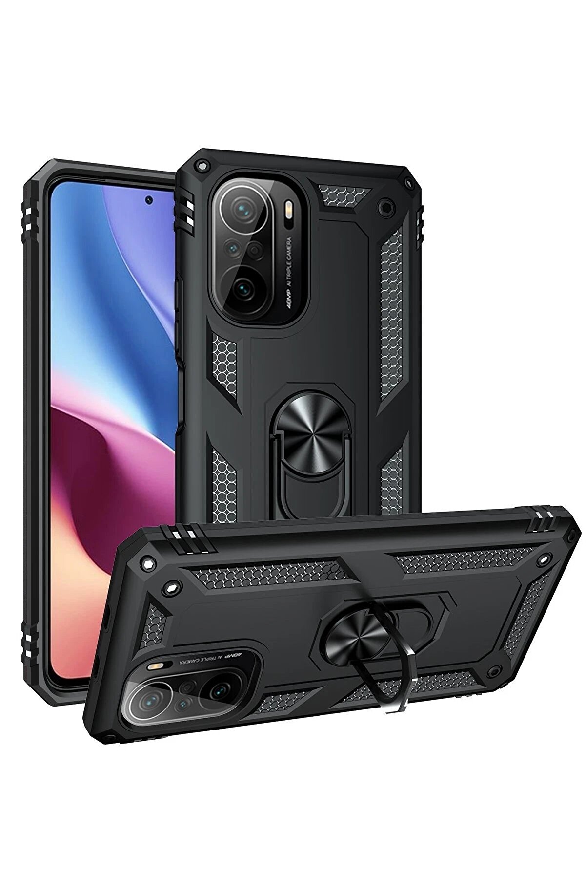 Xi̇aomi̇ Poco F3 Kılıf Sofya Y&uuml;z&uuml;kl&uuml; Si̇li̇kon Kapak - Si̇yah - Dropx7405-7909