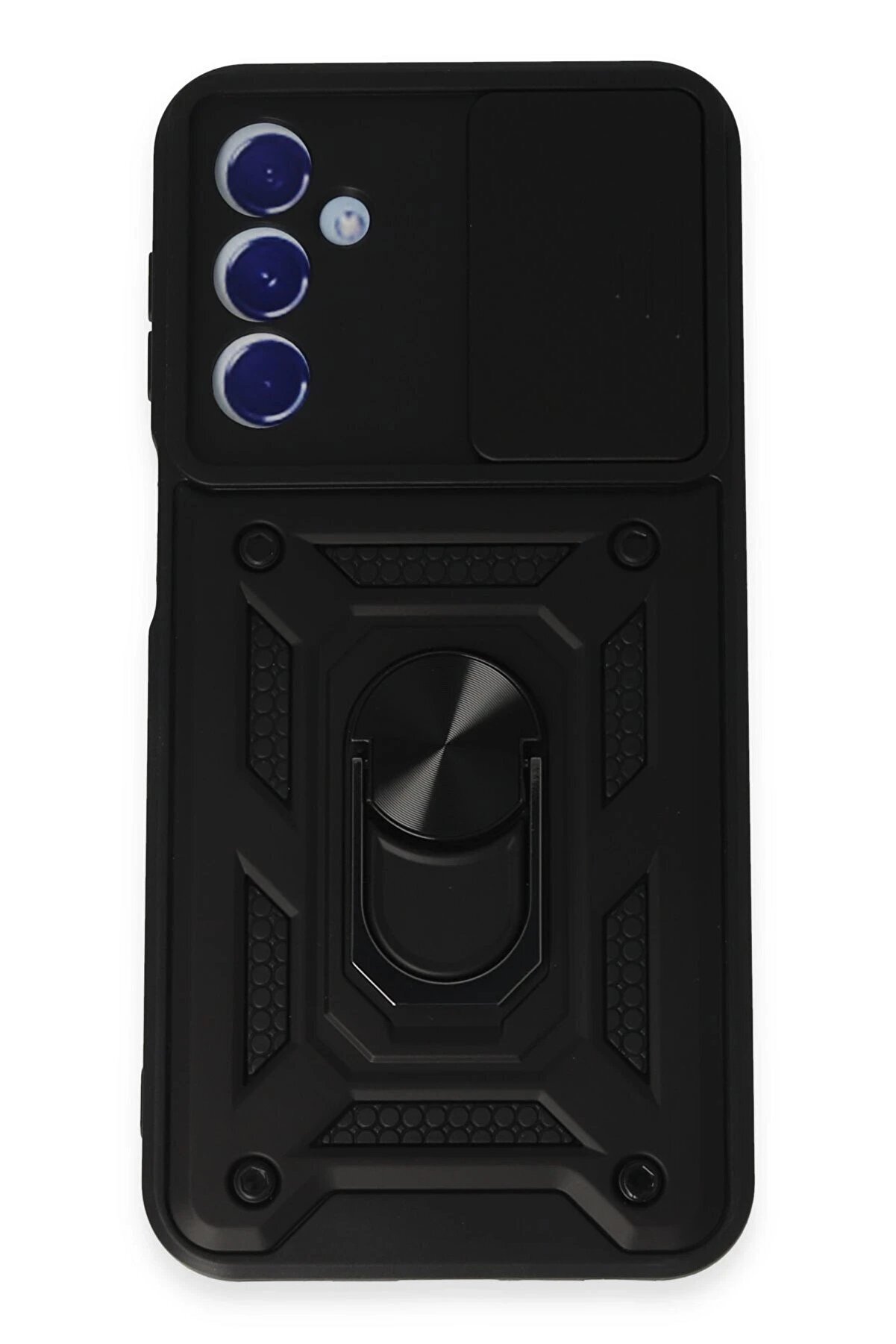 CepteToptan Samsung Galaxy M34 5G Kılıf Pars Lens Yüzüklü Silikon - Siyah - DROPX4562-3585