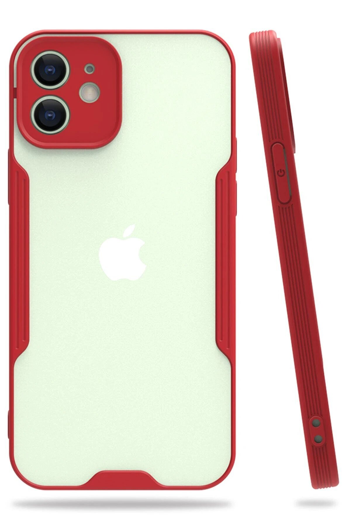 CepteToptan iPhone 12 Kılıf Platin Silikon - Kırmızı - DROPX5030-6133