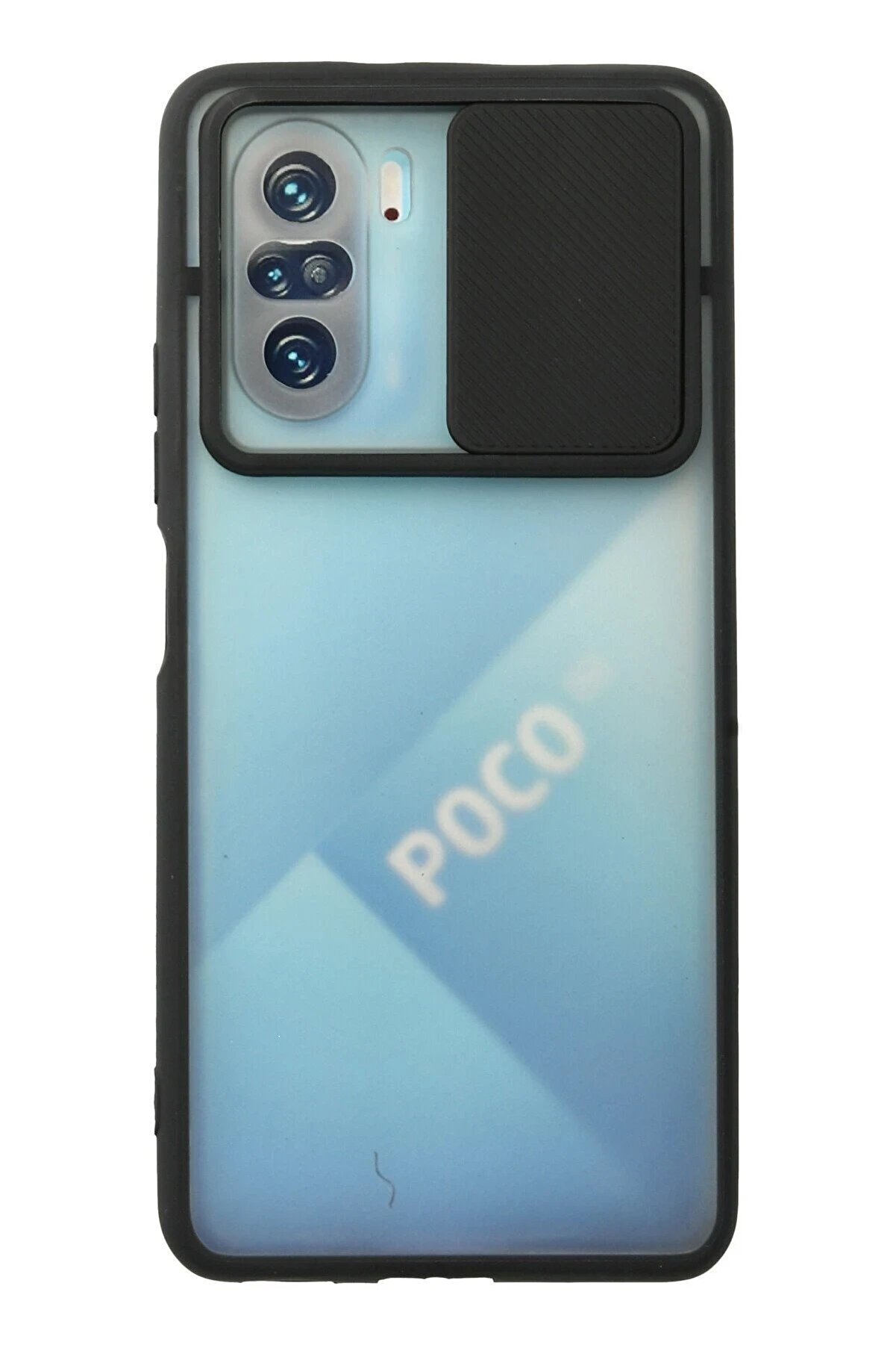 CepteToptan Xiaomi Poco F3 Kılıf Palm Buzlu Kamera Sürgülü Silikon - Siyah - DROPX1677-7007