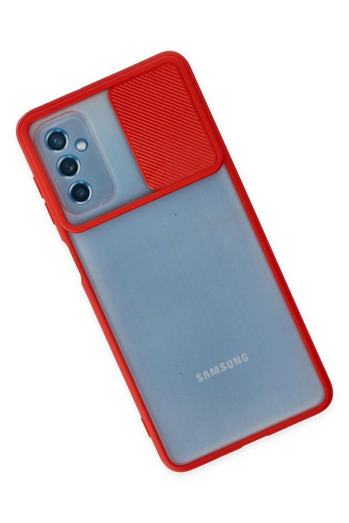 Samsung Galaxy M52 5G Kılıf Palm Buzlu Kamera Sürgülü Si̇li̇kon - Kırmızı - Dropx9137-4948