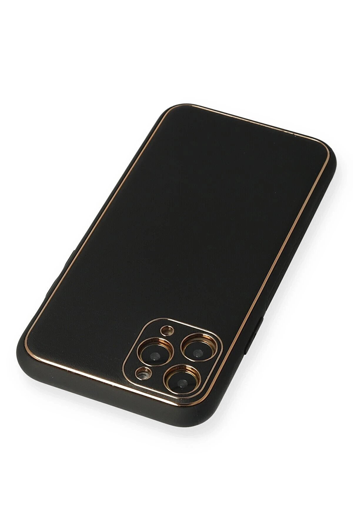 İphone 11 Pro Max Kılıf Coco Deri̇ Si̇li̇kon Kapak - Si̇yah - Dropx5858-4079