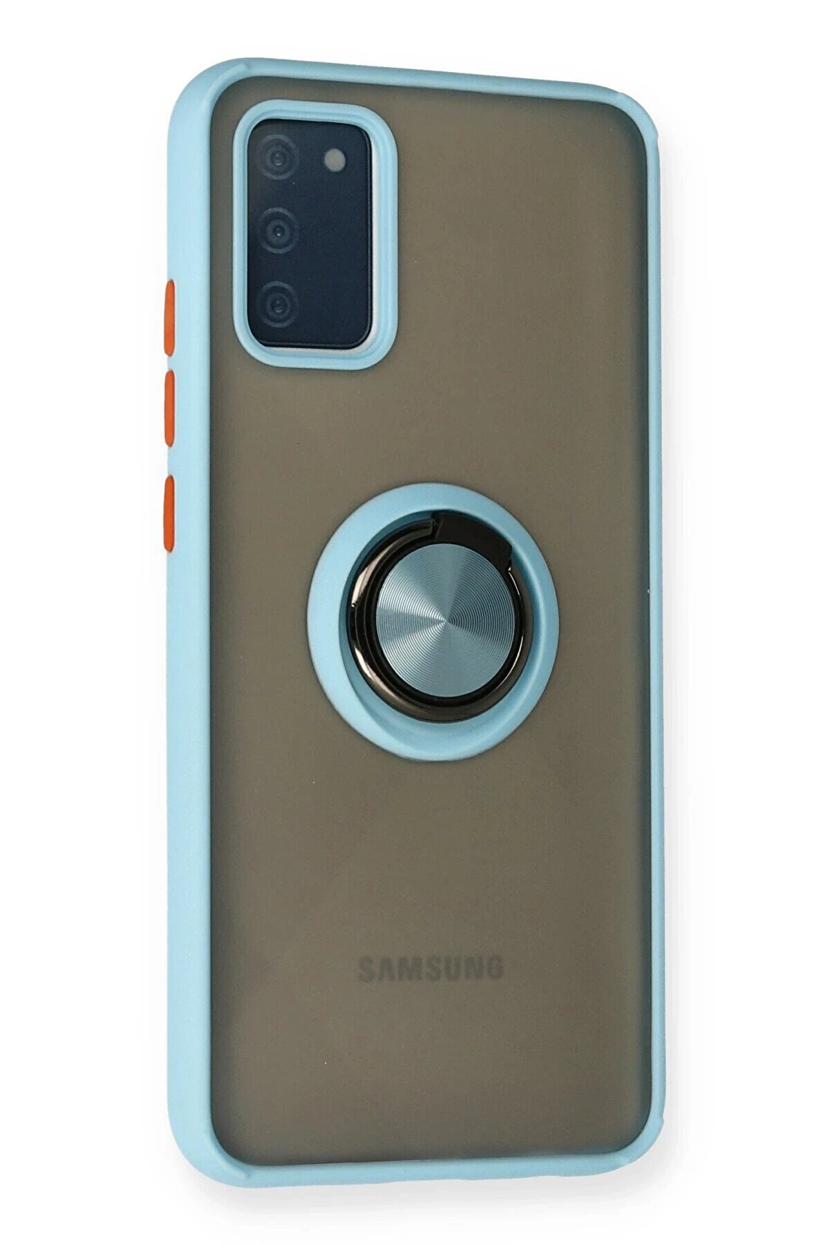 Samsung Galaxy A02S Kılıf Montreal Yüzüklü Si̇li̇kon Kapak - Buz Mavi̇ - Dropx4528-8451