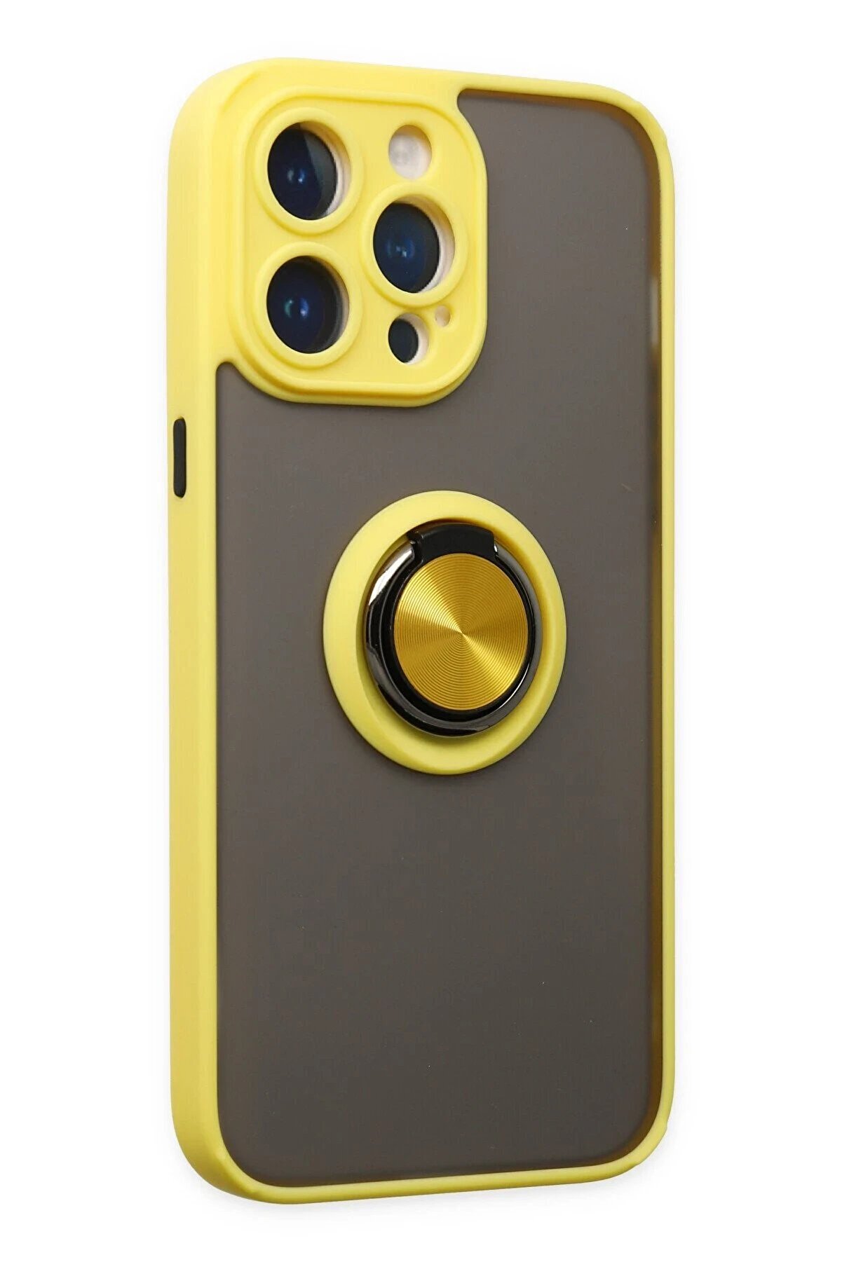 İphone 14 Pro Max Kılıf Montreal Yüzüklü Si̇li̇kon Kapak - Sarı - Dropx5885-8968