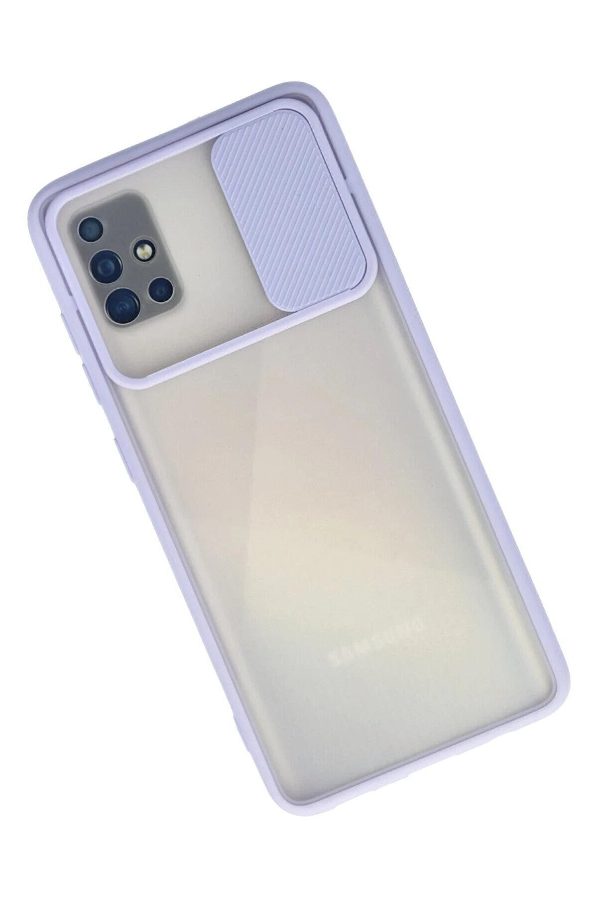 Samsung Galaxy A71 Kılıf Palm Buzlu Kamera Sürgülü Si̇li̇kon - Li̇la - Dropx9580-5140