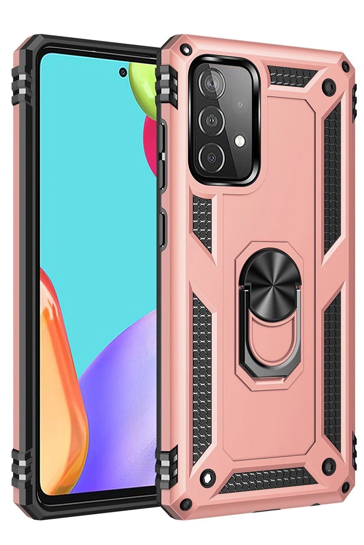 CepteToptan Samsung Galaxy A32 Kılıf Sofya Yüzüklü Silikon Kapak - Rose - DROPX1293-8246