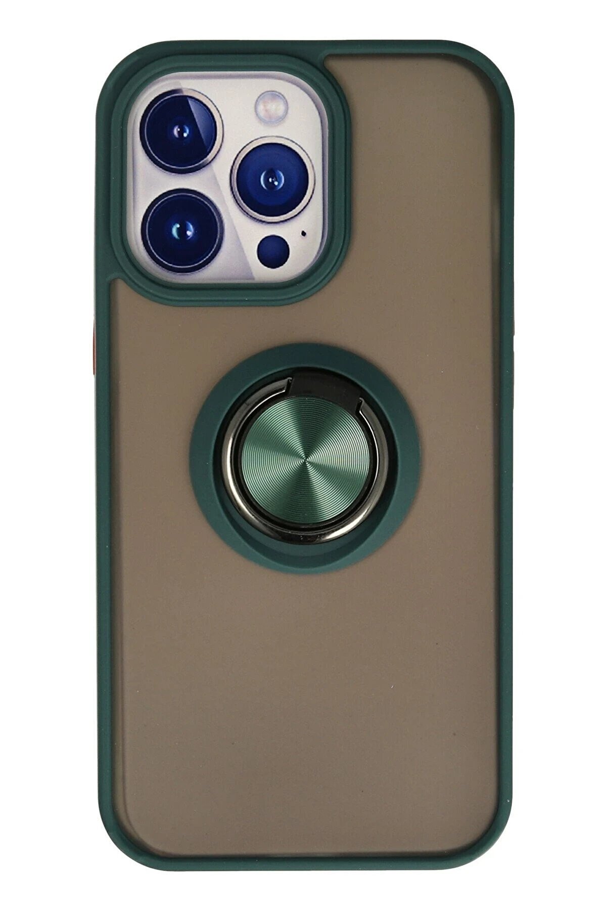 CepteToptan iPhone 15 Pro Max Kılıf Montreal Yüzüklü Silikon Kapak - Yeşil - DROPX8340-9578