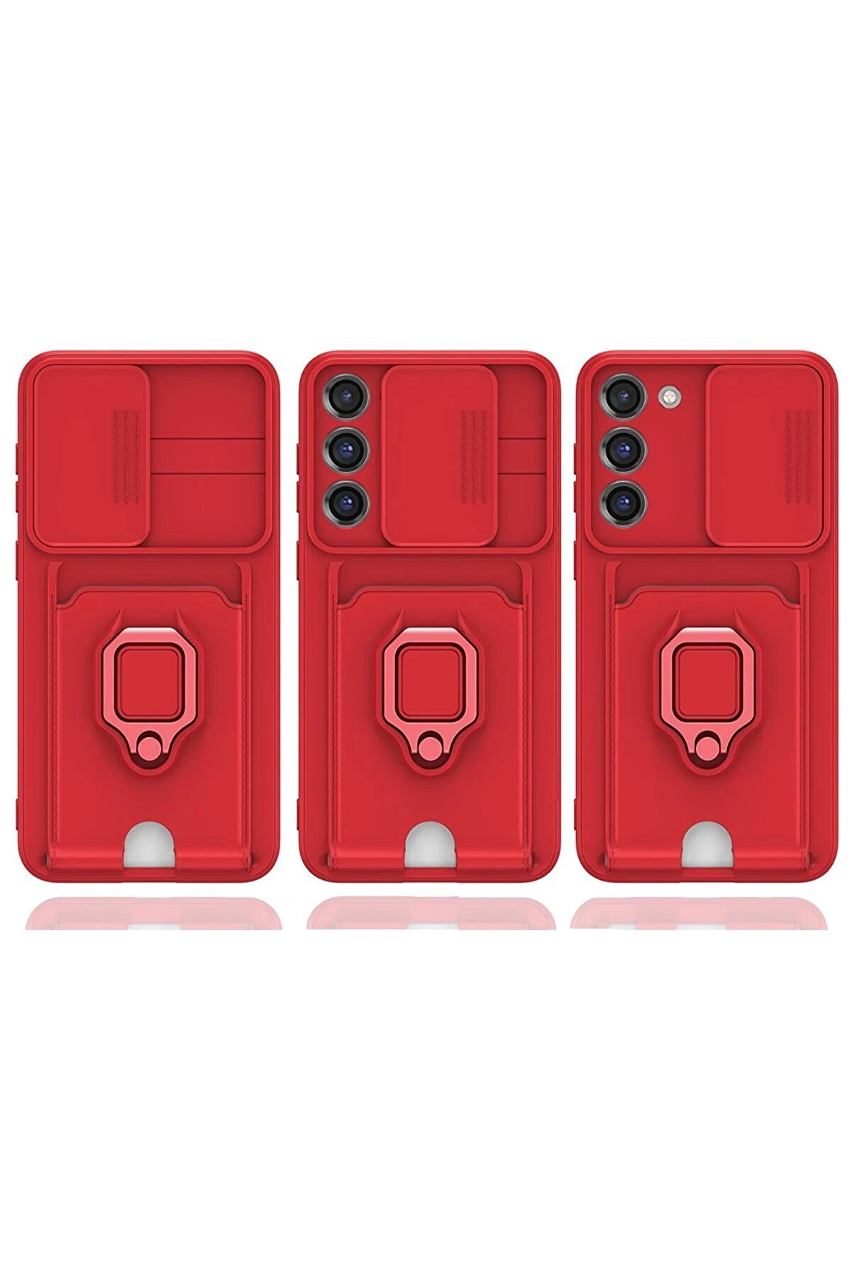 Samsung Galaxy S25 Plus Kılıf Zuma Kartvi̇zi̇tli̇ Y&uuml;z&uuml;kl&uuml; Si̇li̇kon - Kırmızı - Dropx3658-6394